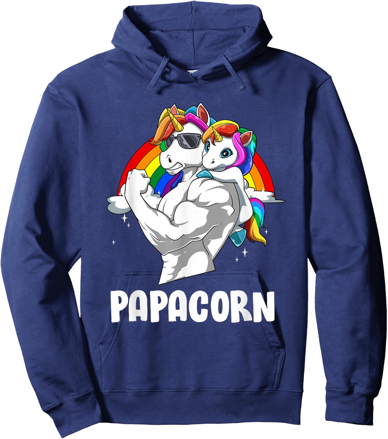 Funny Papacorn Papa Unicorn , black Hoodie - Hoodie | Navy