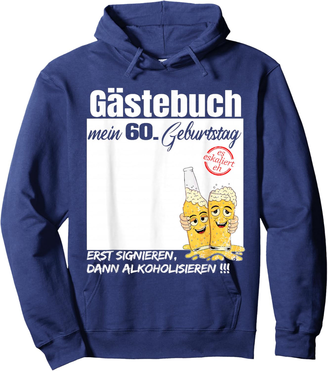 Guest Book 60th Birthday Man Woman Funny 60th Birthday Decoration , black Hoodie - Hoodie | Navy