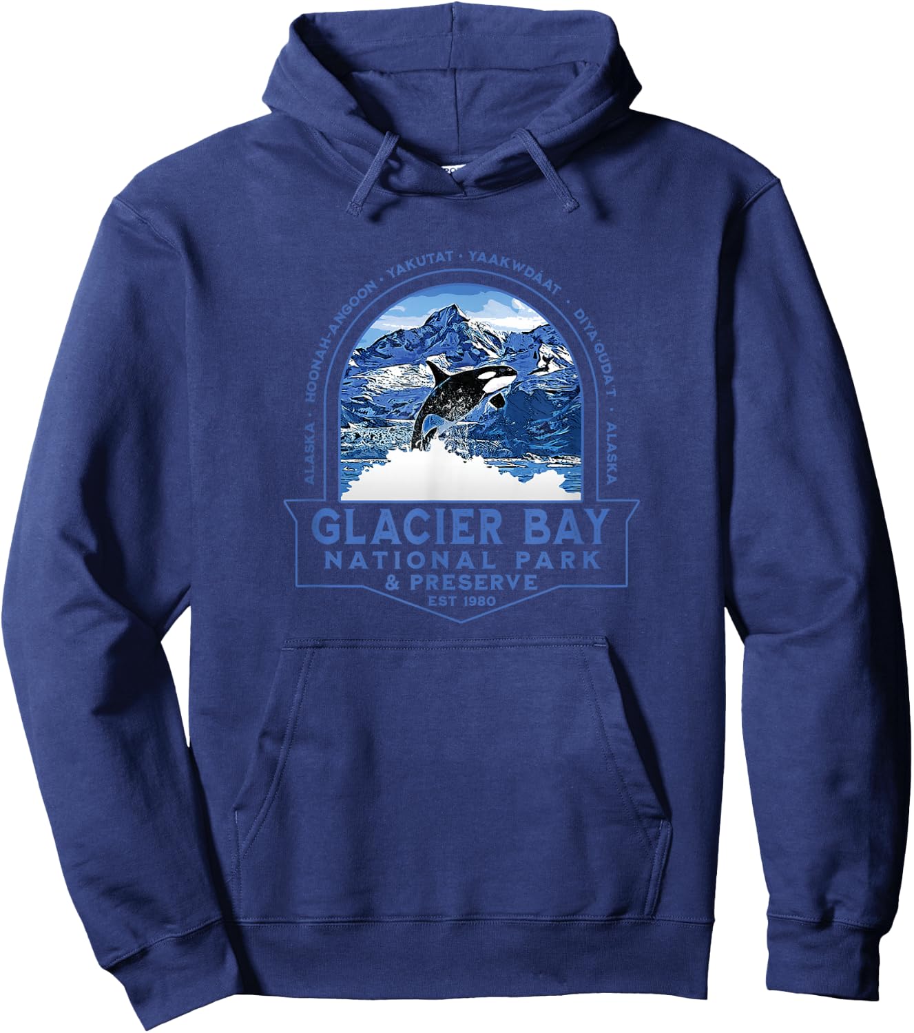 Glacier Bay National Park Alaska Orca Mountains Souvenir Hoodie - Hoodie | Navy