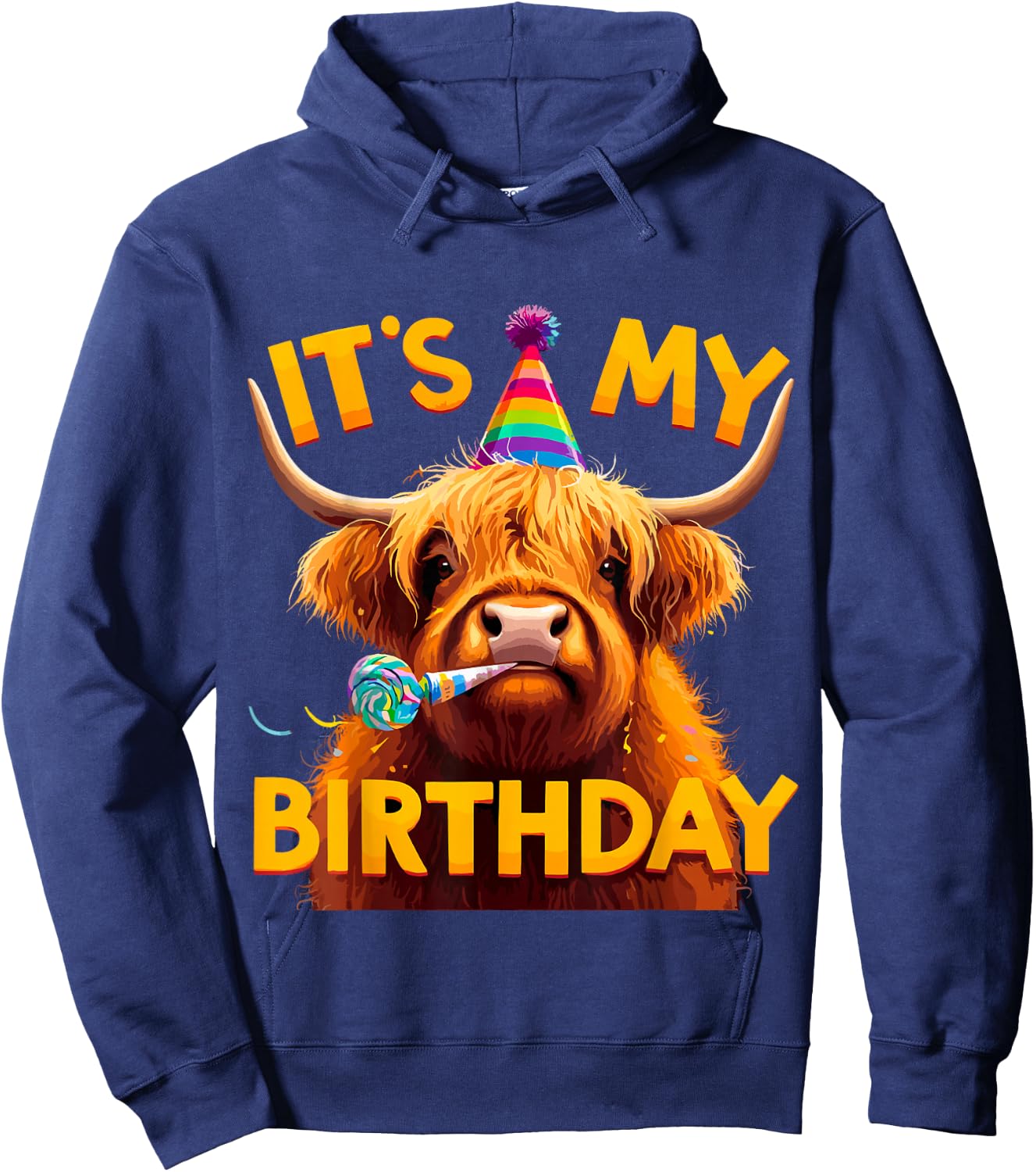 It's my Birthday Party Highland Cow Hoodie - Hoodie | Navy