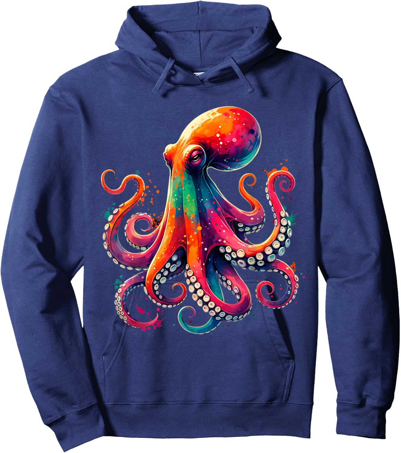 Colorful Octopus Watercolor Kraken Sea Monster Hoodie - Hoodie | Navy