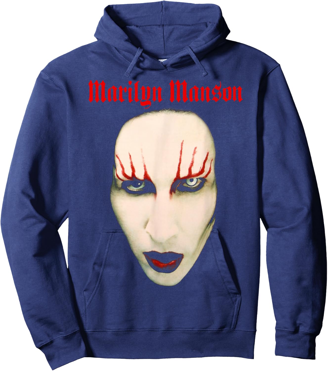 Marilyn Manson Big Face Red Lips Hoodie - Hoodie | Navy
