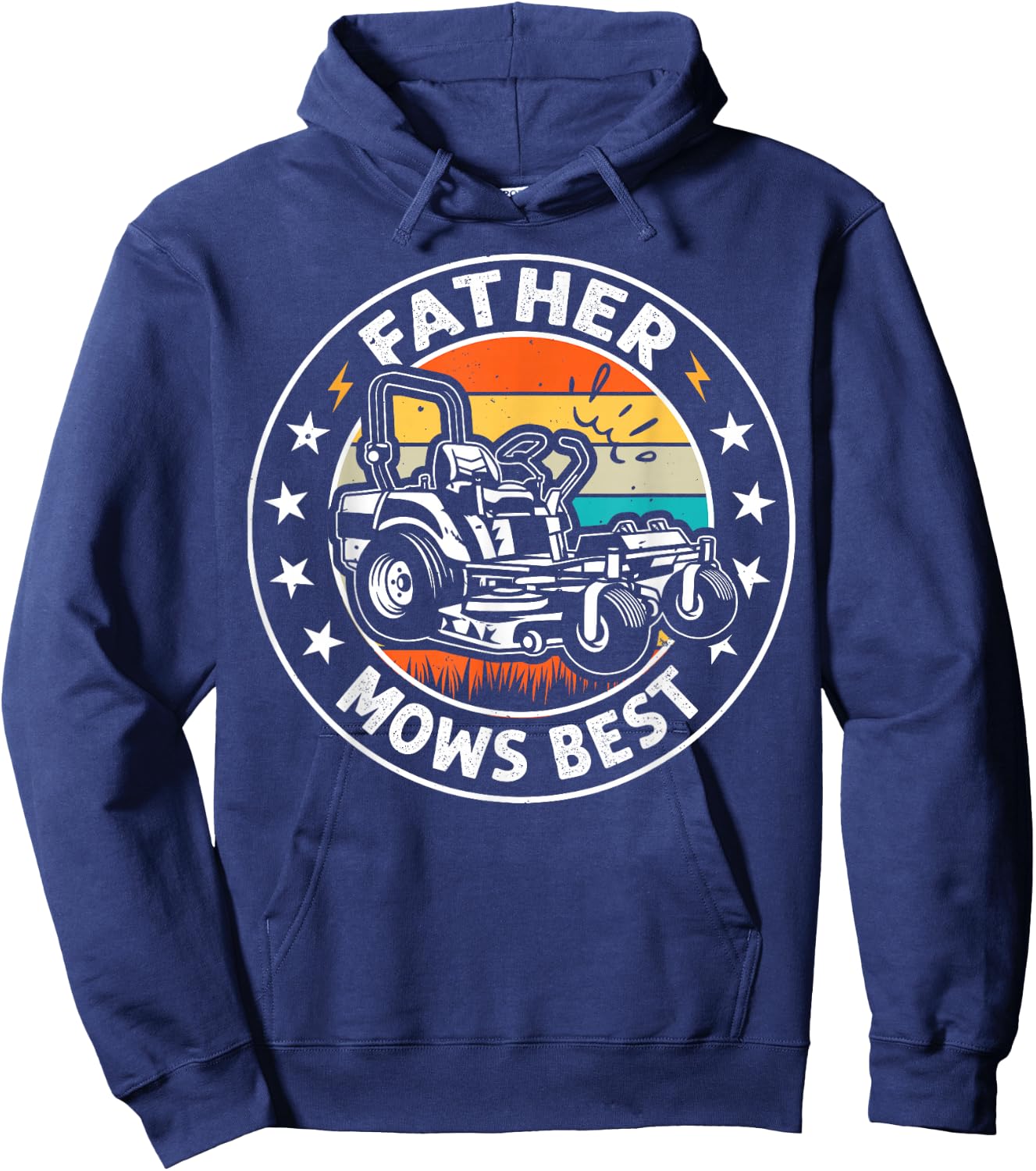 Father Mows Best Funny Riding Mower Lawn Father's Day Men Hoodie - Hoodie | Navy