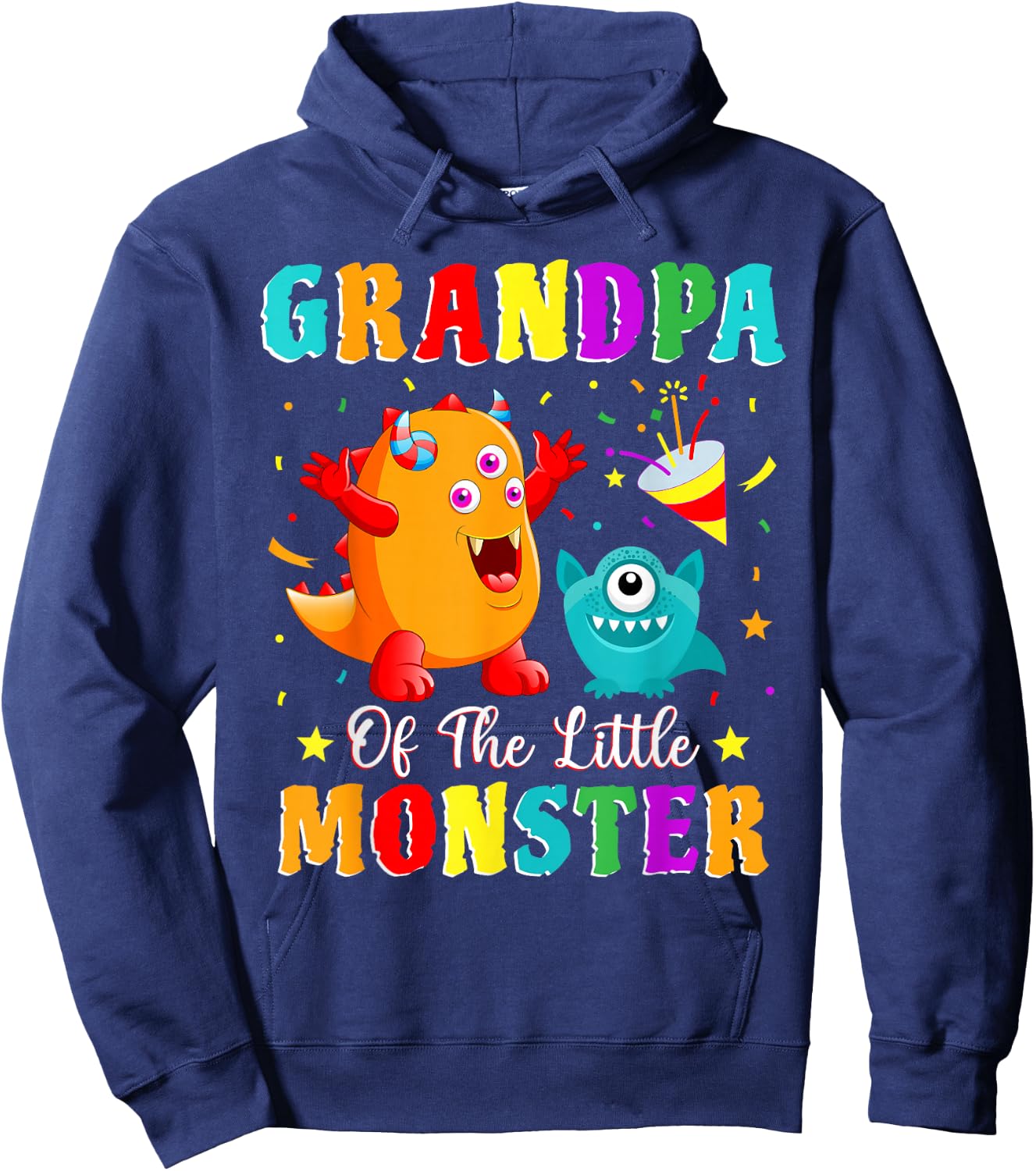 Grandpa Of The Little Monster Family Matching Birthday Party Hoodie - Hoodie | Navy
