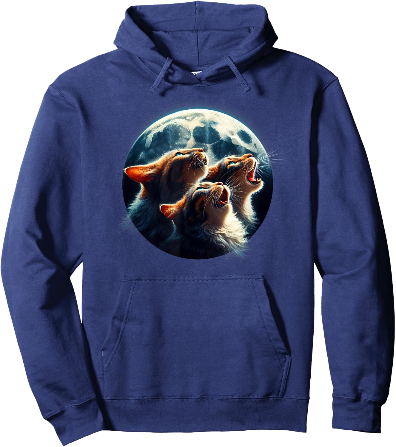 Funny Cute Cat Shirt Three Cats Moon Kitten Graphic Women Kids Hoodie - Hoodie | Navy
