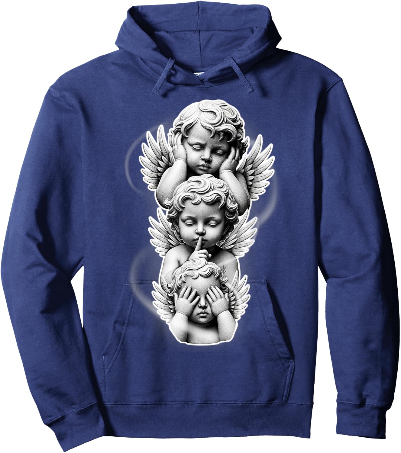 See No Evil Speak No Evil Hear No Evil Baby Angel Cherubs Hoodie - Hoodie | Navy