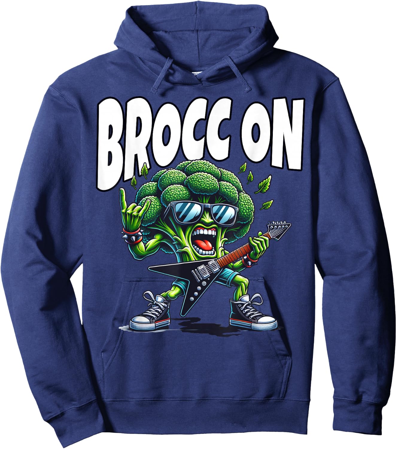 Broccoli Vegetable Broc On Rocking Broccoli Hoodie - Hoodie | Navy
