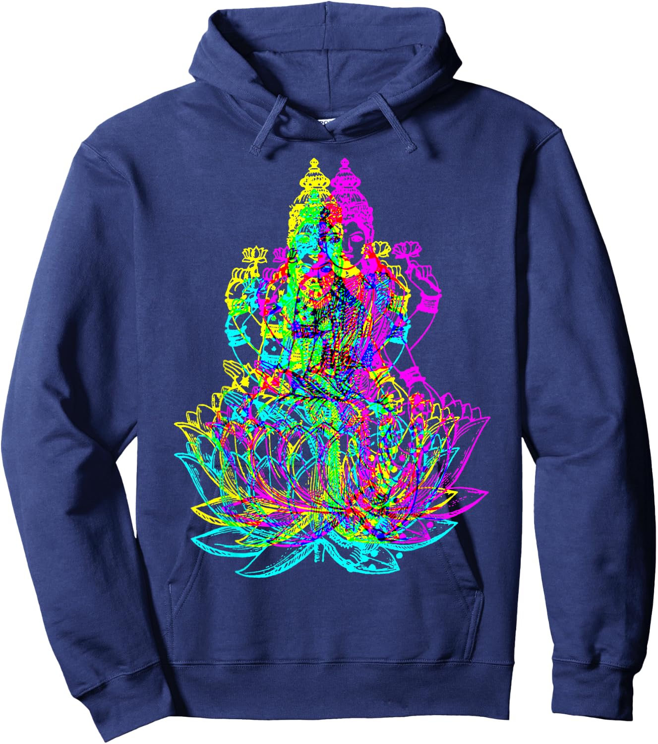 Hindu Goddess Lakshmi Shakti - Psychedelic Colors Hoodie - Hoodie | Navy