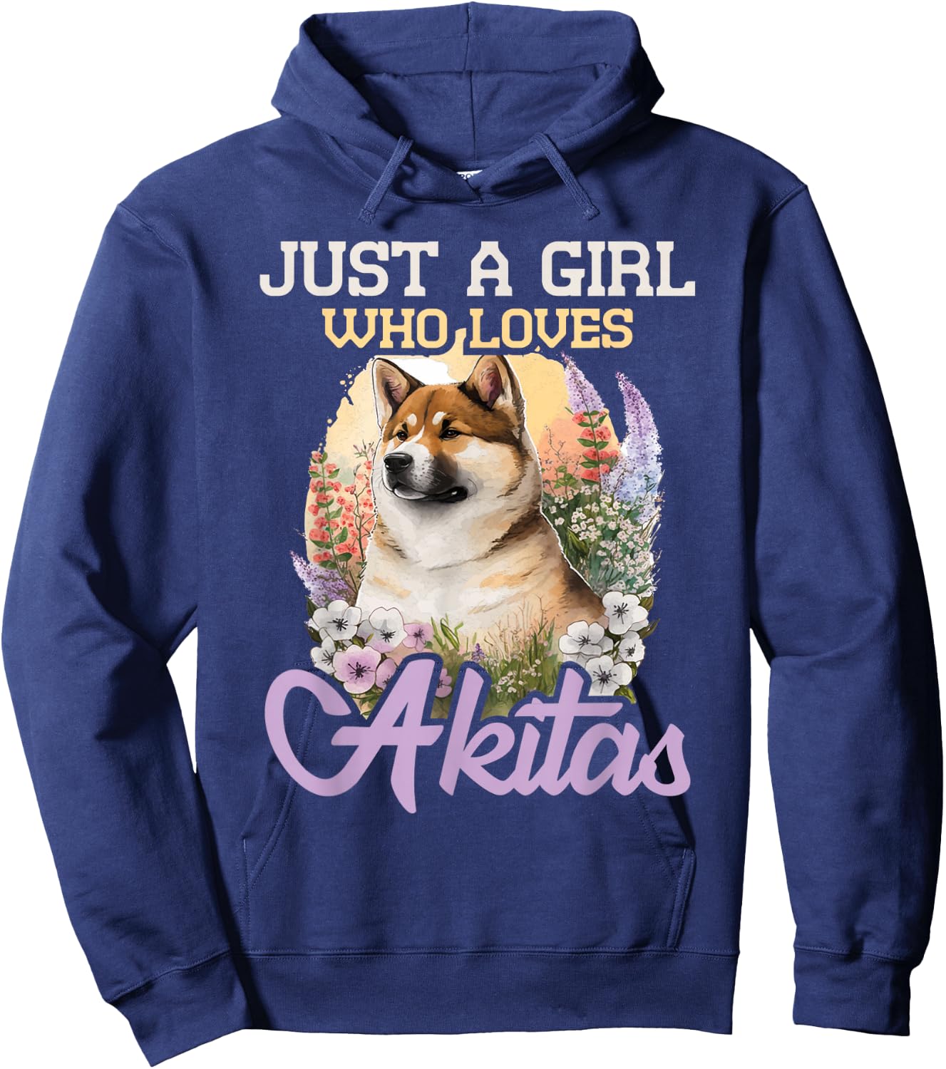 Just A Girl Who Loves Akitas - Floral Dog Trainer Pet Lover Hoodie - Hoodie | Navy