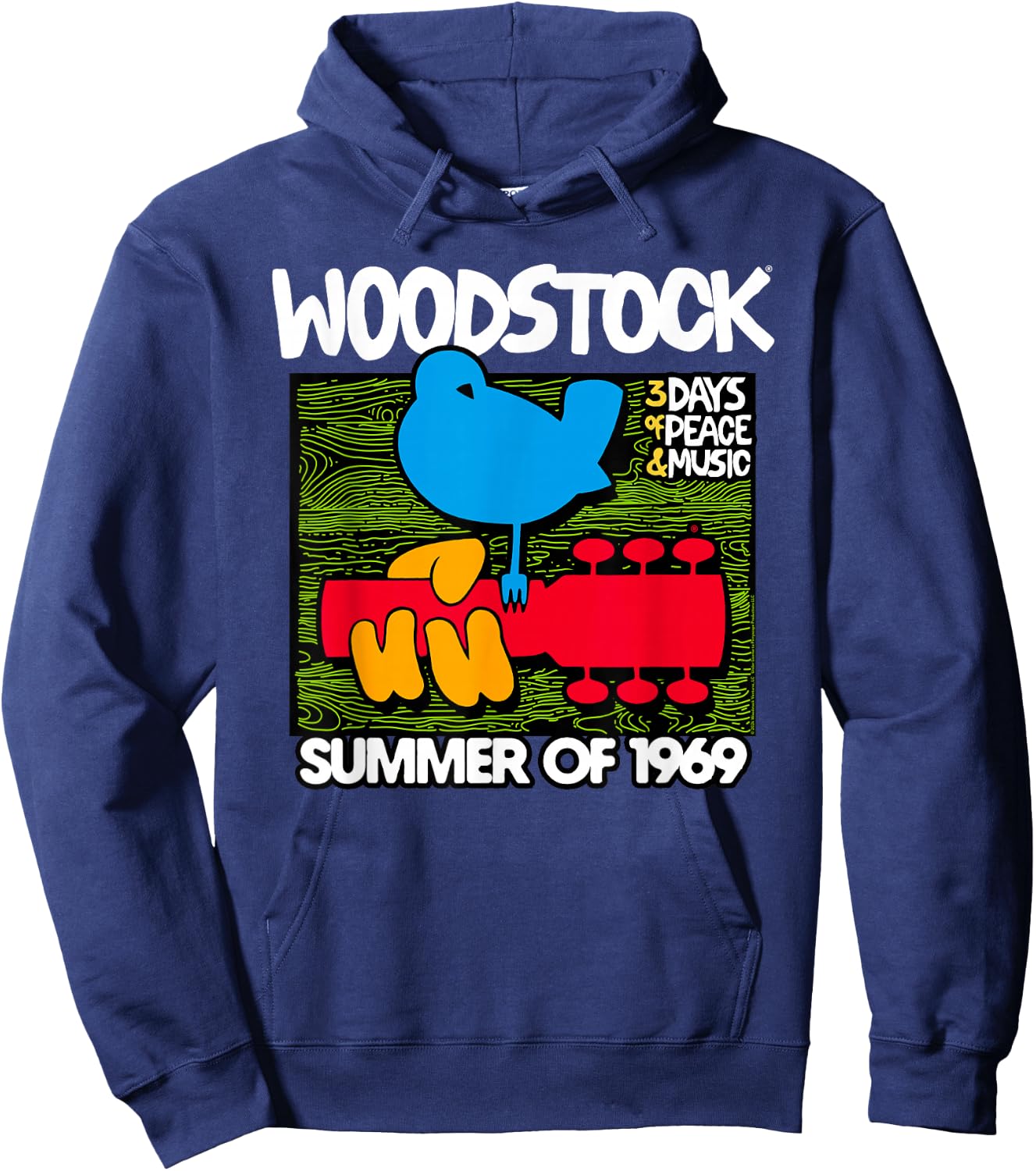 Woodstock Summer 69 Bird Logo , Black, S Hoodie - Hoodie | Navy