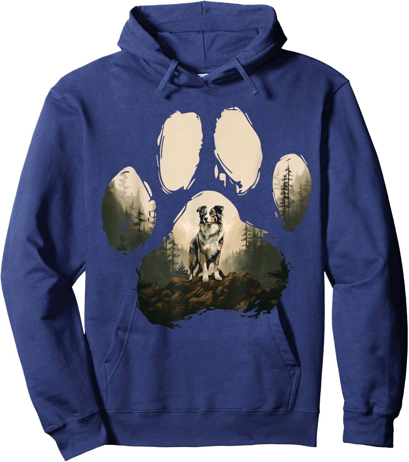 Australian Shepherd Mountain Paw Design Dog Mum Dad , black Hoodie - Hoodie | Navy
