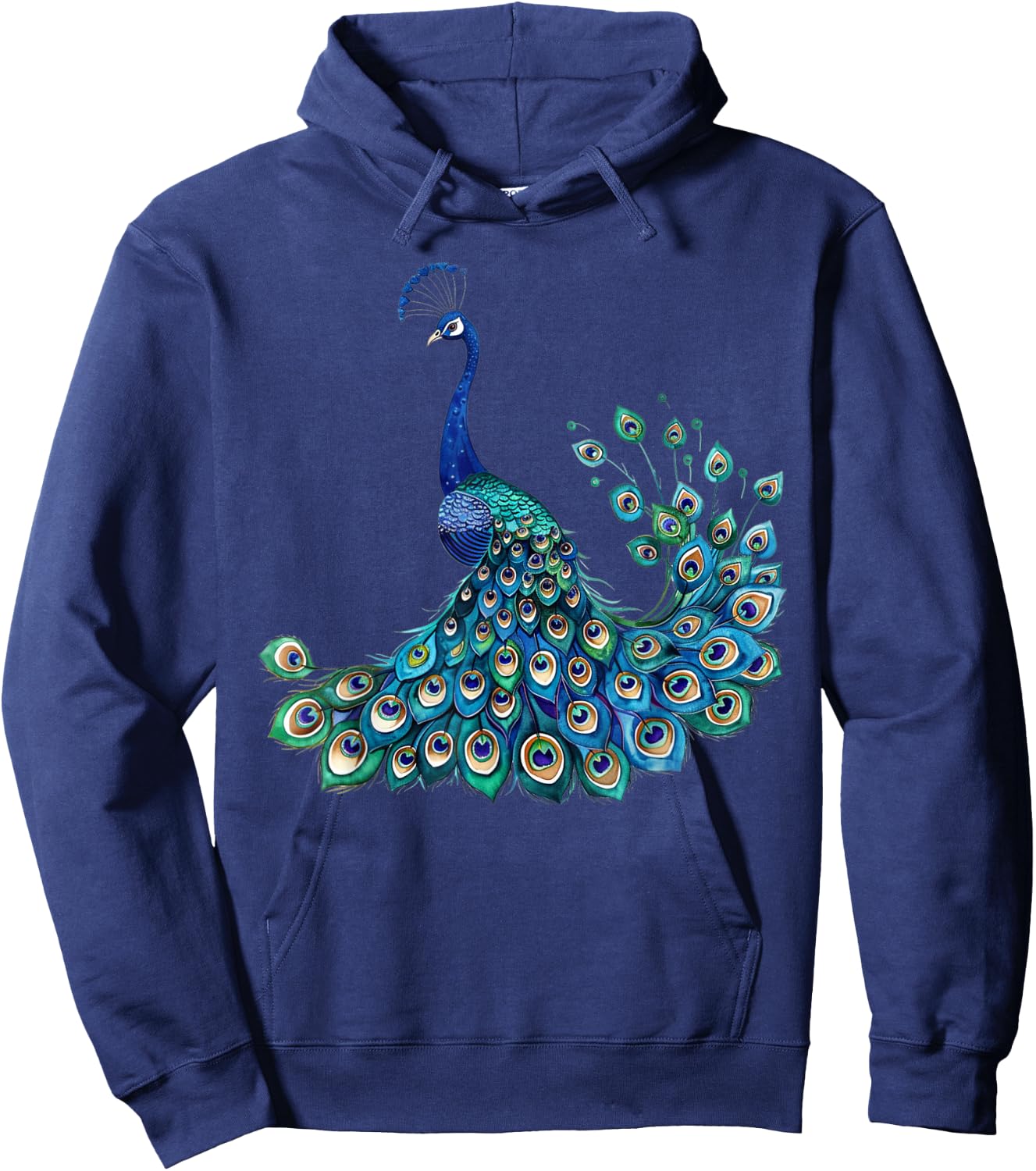 Blue Peacock Teal Feathers Bird Lover Men Women Kids Hoodie - Hoodie | Navy