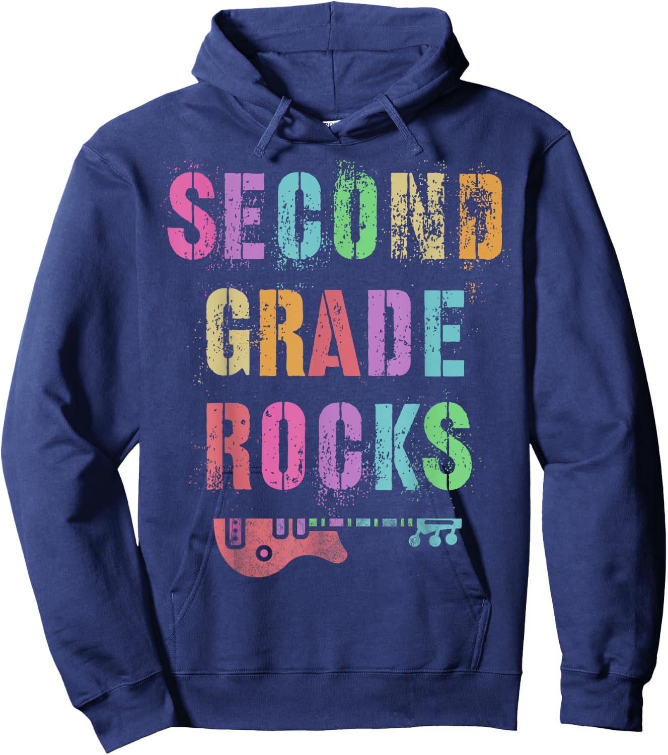 SECOND GRADE ROCKS Teacher Ready To Team 2nd Grader Rockstar Hoodie - Hoodie | Navy
