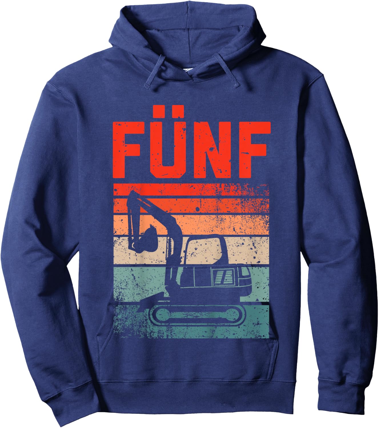Children's Digger 5 Years | Construction Site | 5th Birthday Boy Digger , black, 80 Hoodie - Hoodie | Navy