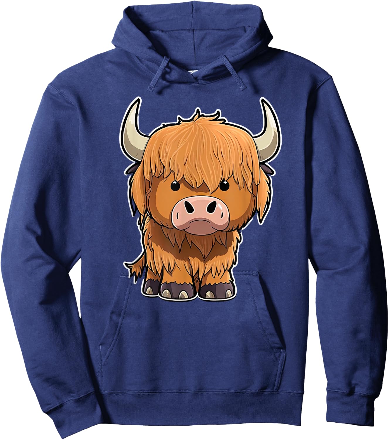 grumpy Scottish Highland Cow Cattle Hairy Cow Woman kids Hoodie - Hoodie | Navy