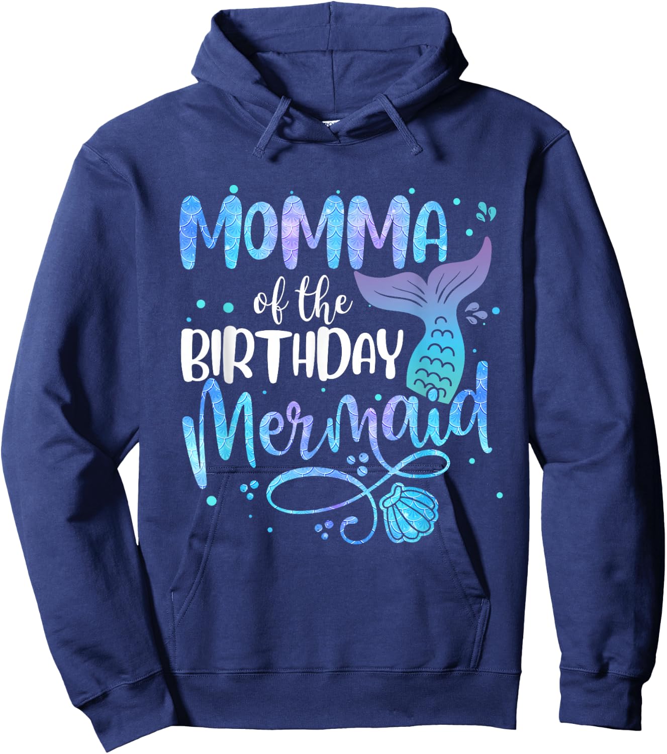 Momma Of The Birthday Mermaid Family Matching Party Squad Hoodie - Hoodie | Navy