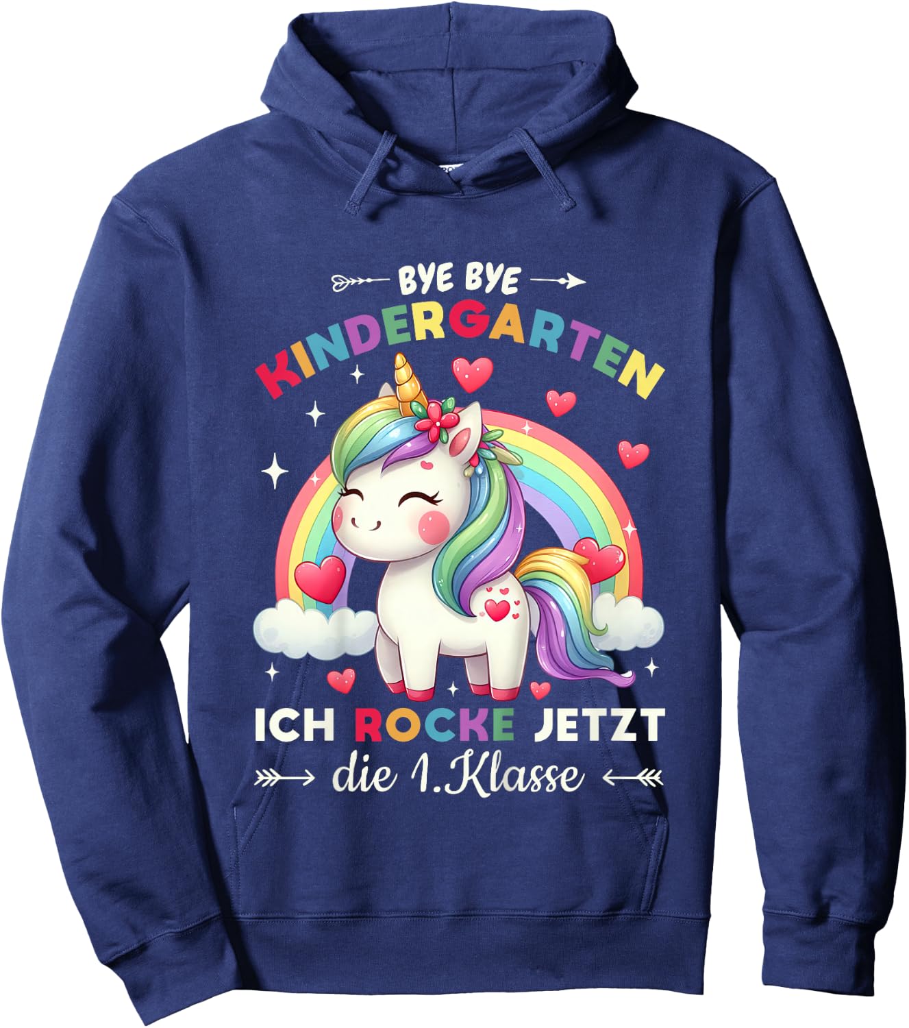 Bye Bye Kindergarten Abschied Schulkind Mädchen Einhorn Hoodie - Hoodie | Navy