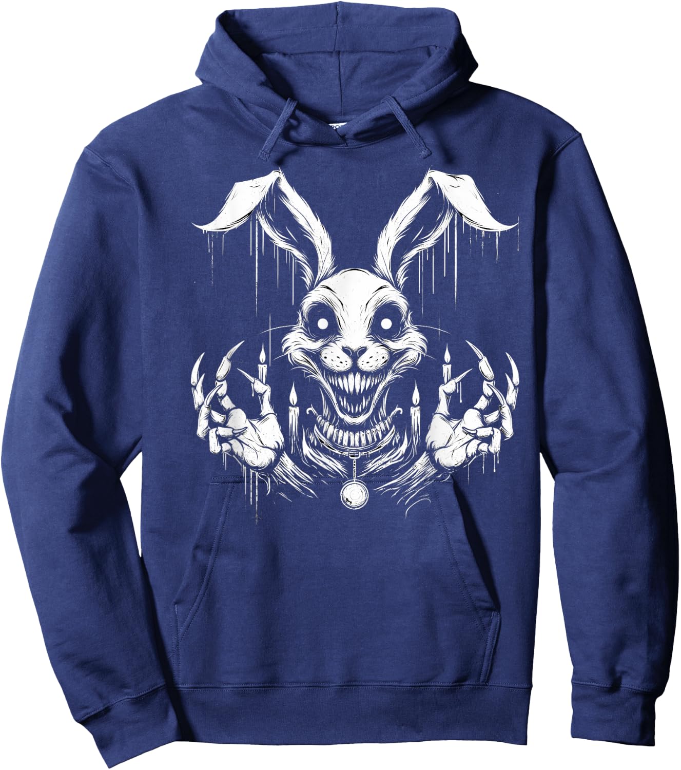 Creepy Goth Rabbit, Horror Bunny, Weirdcore Rabbit Hoodie - Hoodie | Navy