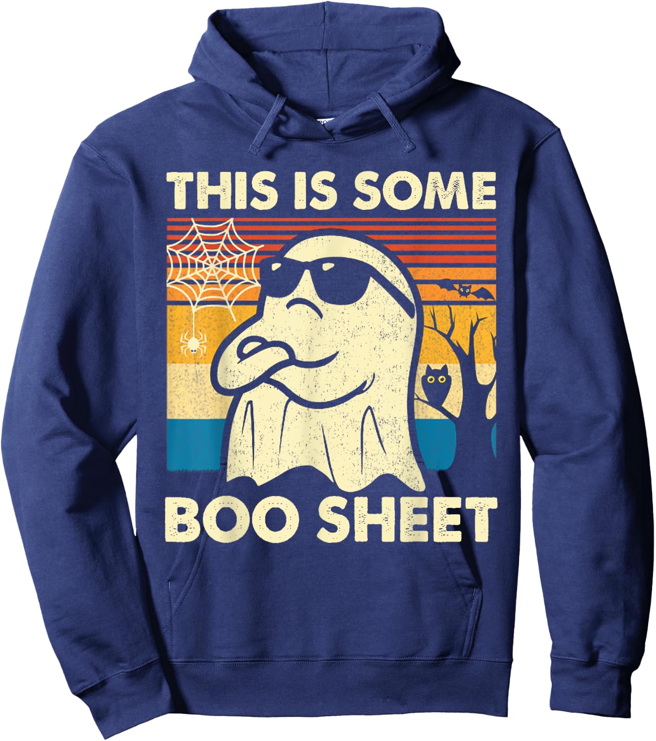 This is Some Boo Sheet Ghost Retro Funny Halloween Men Women Hoodie - Hoodie | Navy