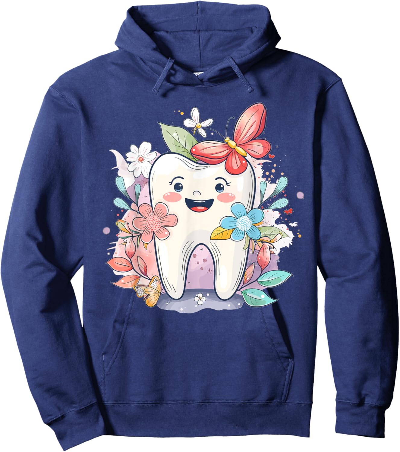 Niedlicher Zahn mit Blume I Kinderzahn Hoodie - Hoodie | Navy
