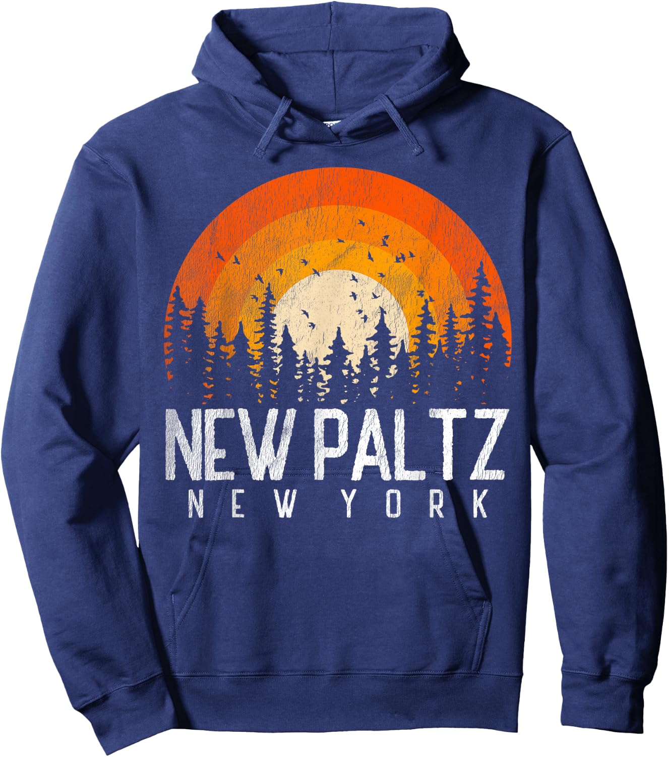 New Paltz New York NY Shirt Retro Vintage 70s 80s 90s Gift Hoodie - Hoodie | Navy