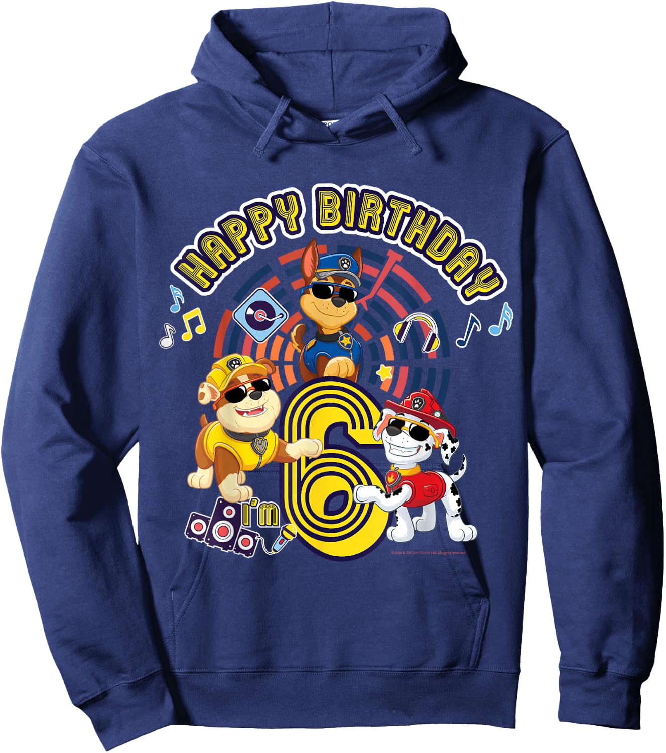 Official Paw Patrol Happy Day Birthday Age 6 Hoodie - Hoodie | Navy