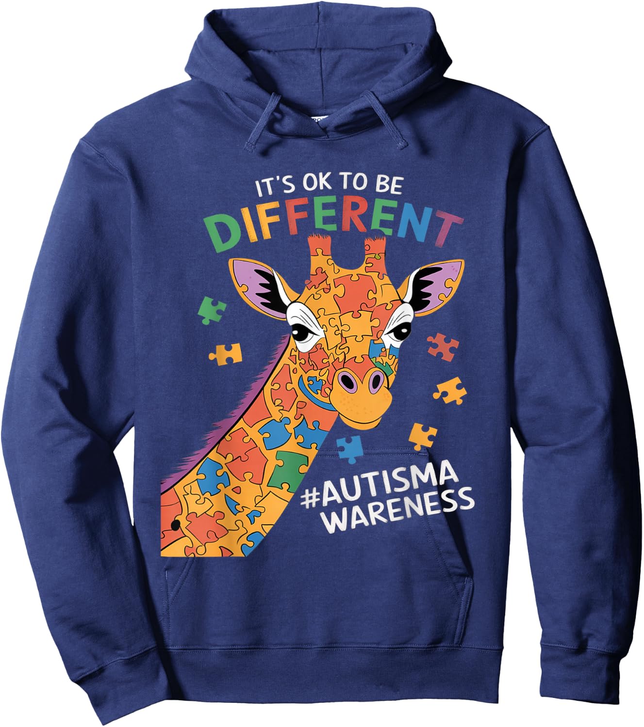 Its Ok to Be Little Different Giraffe Autism Awareness Kids Hoodie - Hoodie | Navy