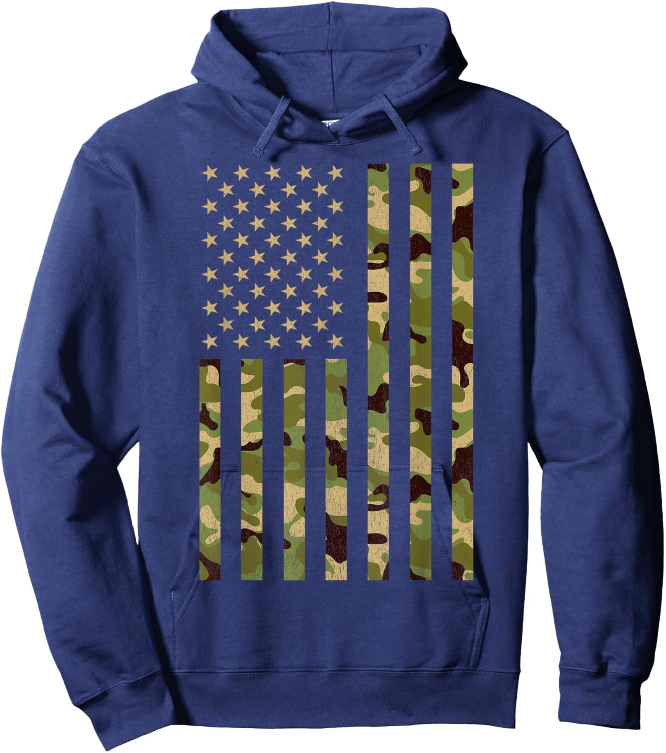 Camouflage American Flag Vintage USA Tactical Camo Military Hoodie - Hoodie | Navy