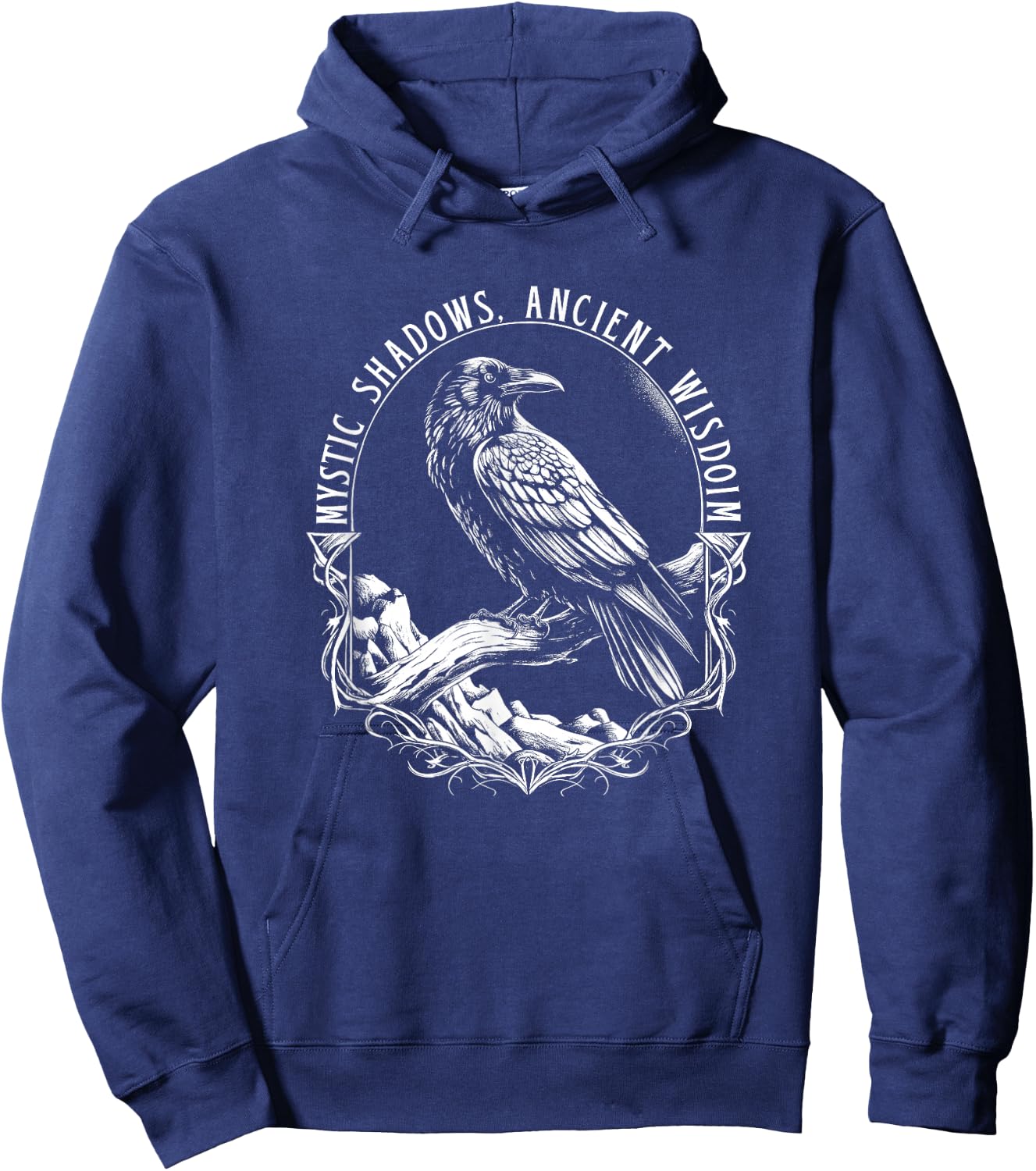 Mystic Shadows Ancient Wisdom - Raven Design Hoodie - Hoodie | Navy