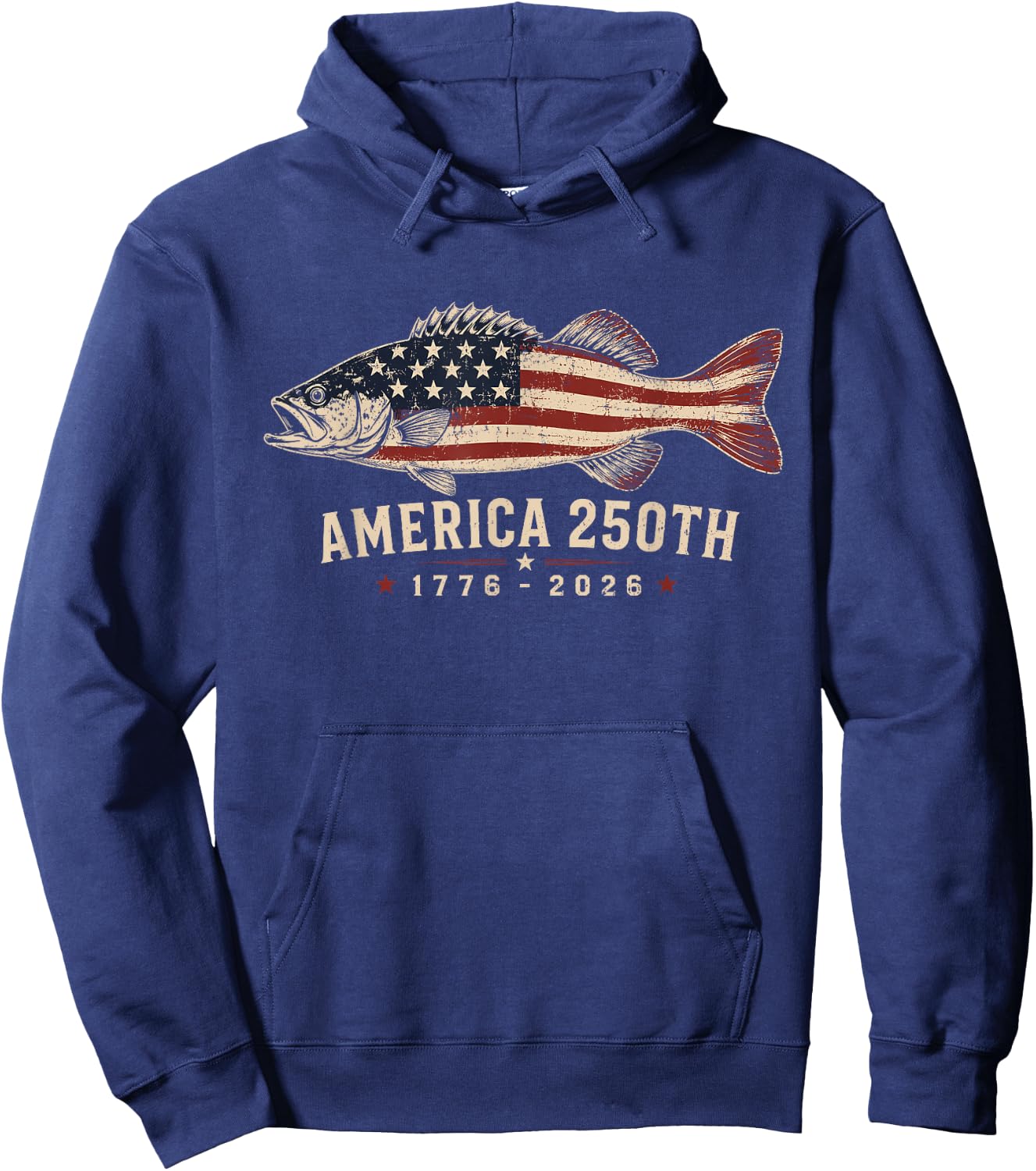 250 America Years 1776 2026 Fishing USA Flag 250th Birthday Hoodie - Hoodie | Navy