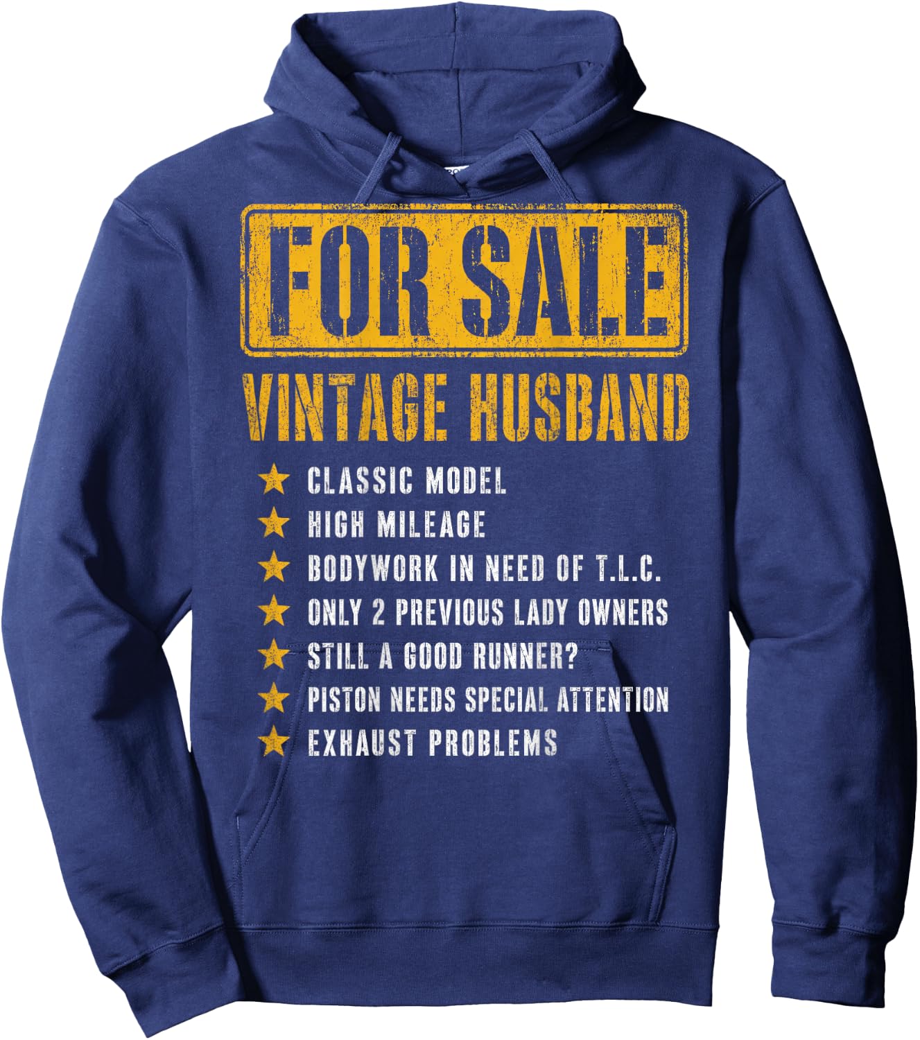 (ON Back) for Sale Vintage Husband Classic Model Fathers Day Hoodie - Hoodie | Navy