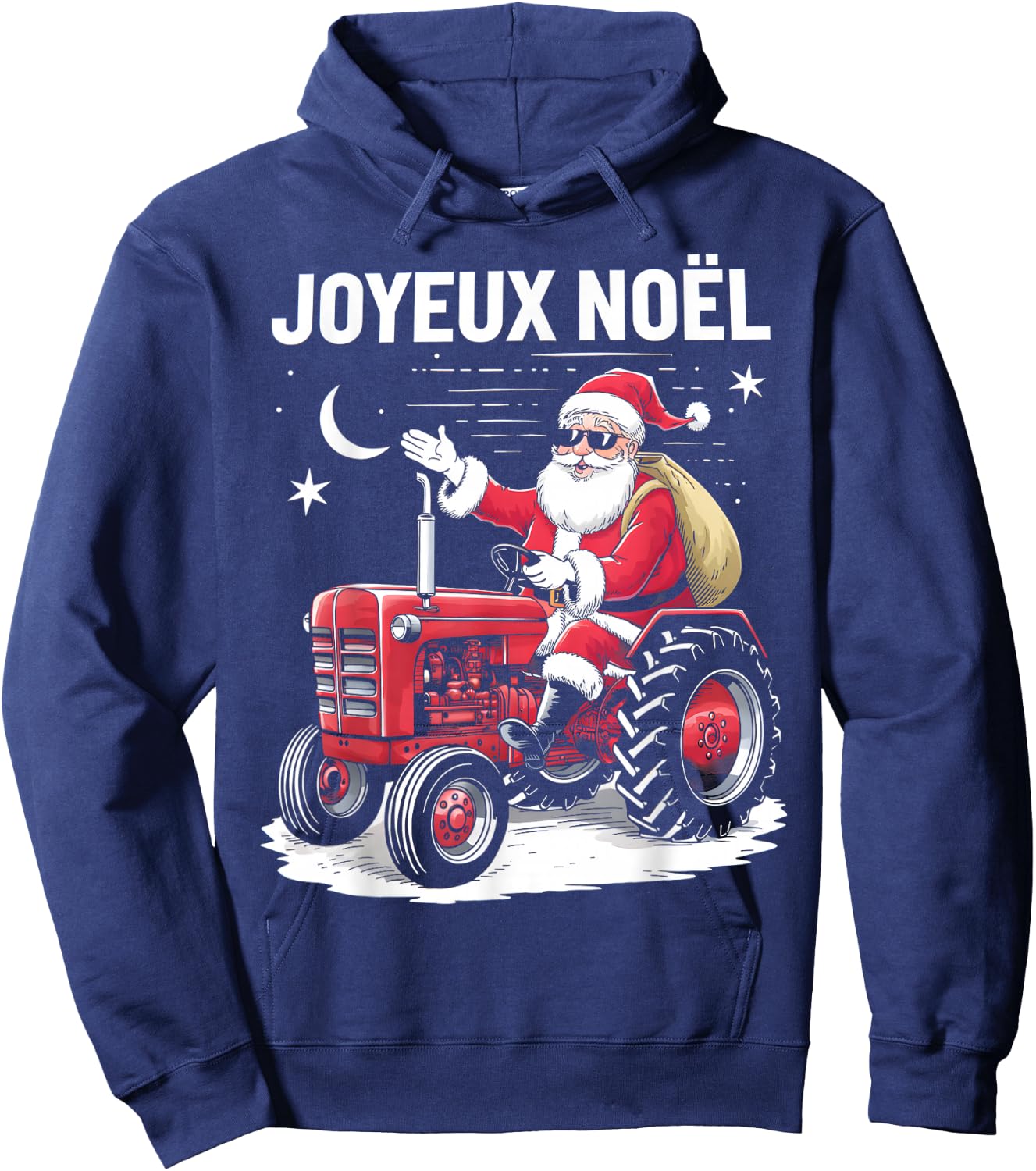 Merry Christmas Santa Claus Tractor Farmer Humor Dad Christmas , Black, S Hoodie - Hoodie | Navy