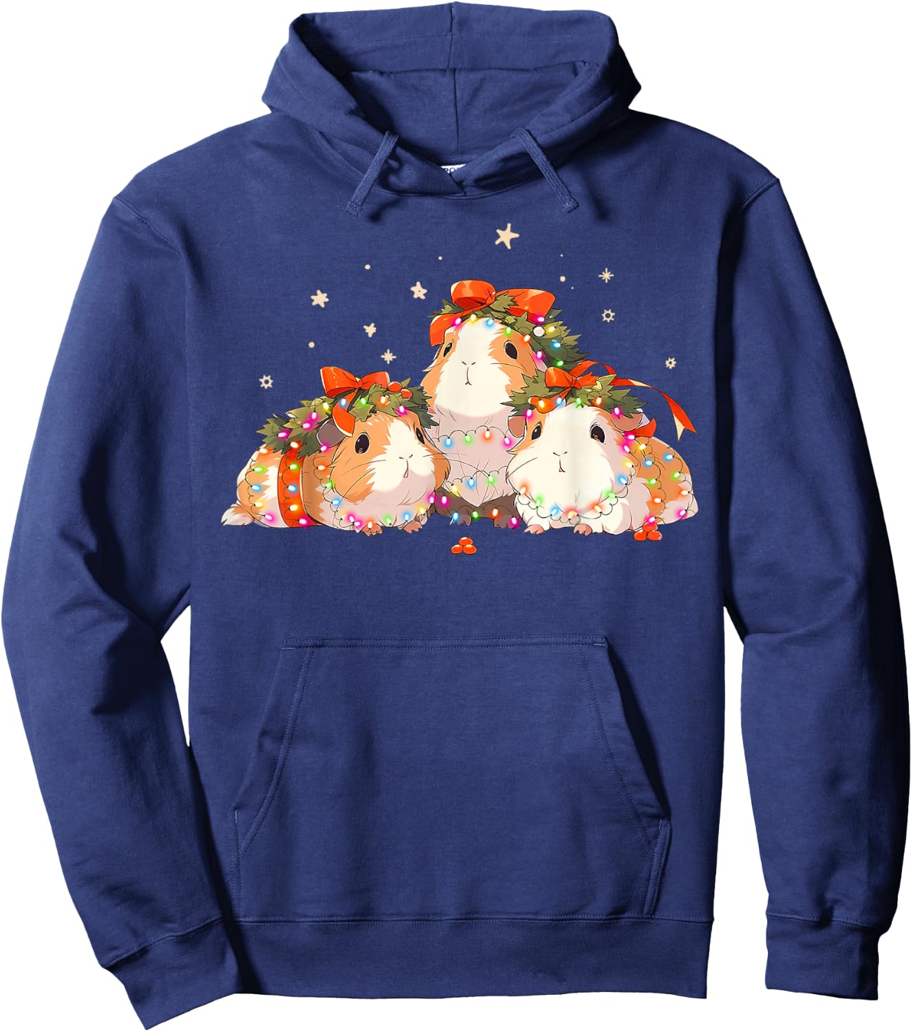Guinea Pigs Tangled Up In Christmas Lights Guinea Pig Lover Hoodie - Hoodie | Navy
