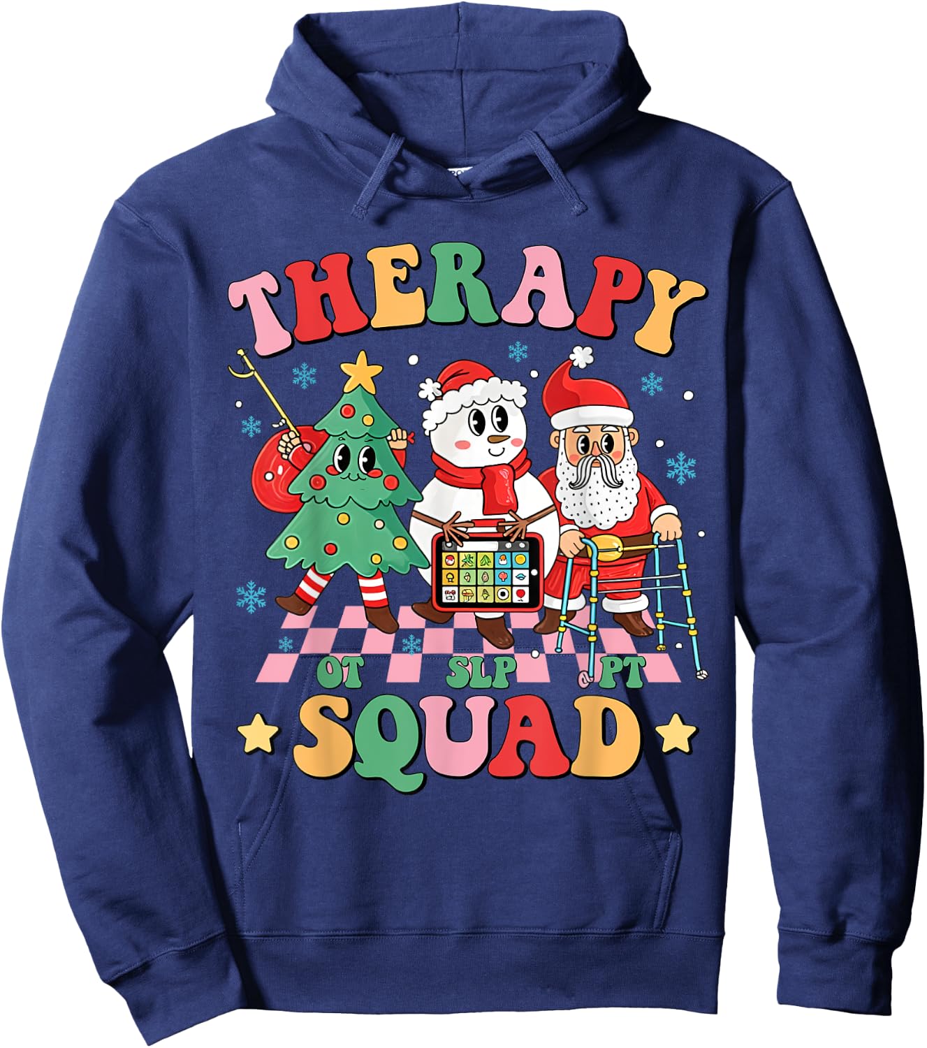 Therapy Squad SLP OT PT Christmas Retro Rehab Team Xmas Crew Hoodie - Hoodie | Navy