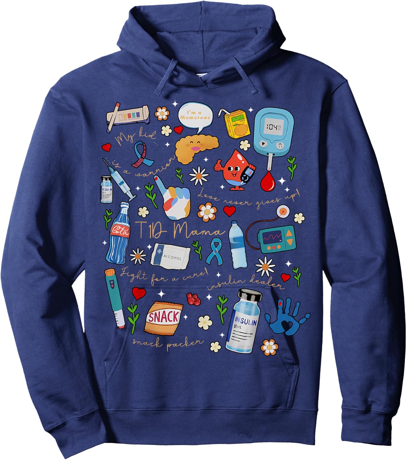 Type 1 Moms Diabetes Fall Aesthetic Diabetes Awareness Hoodie - Hoodie | Navy