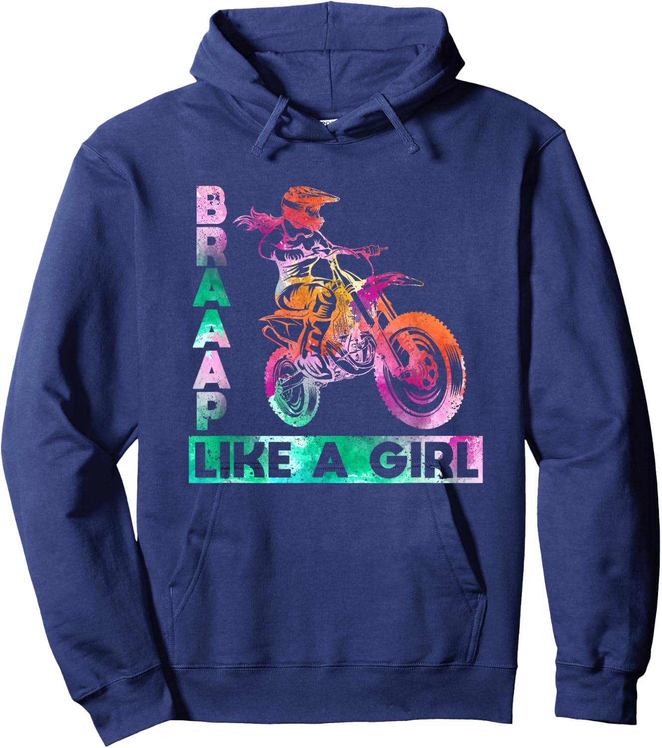 Braap Like A Girl Lustiges Motorrad Mädchen Motocross Dirt Bike Hoodie - Hoodie | Navy