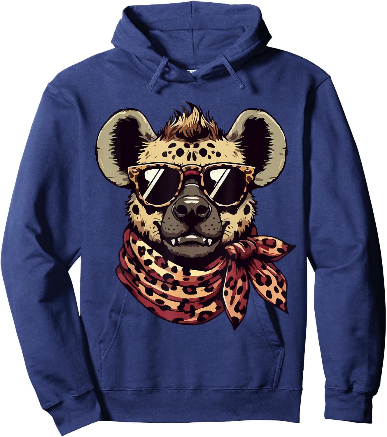 Hyena Wearing Leopard Scarf Animal Wearing Sunglasses Hoodie - Hoodie | Navy