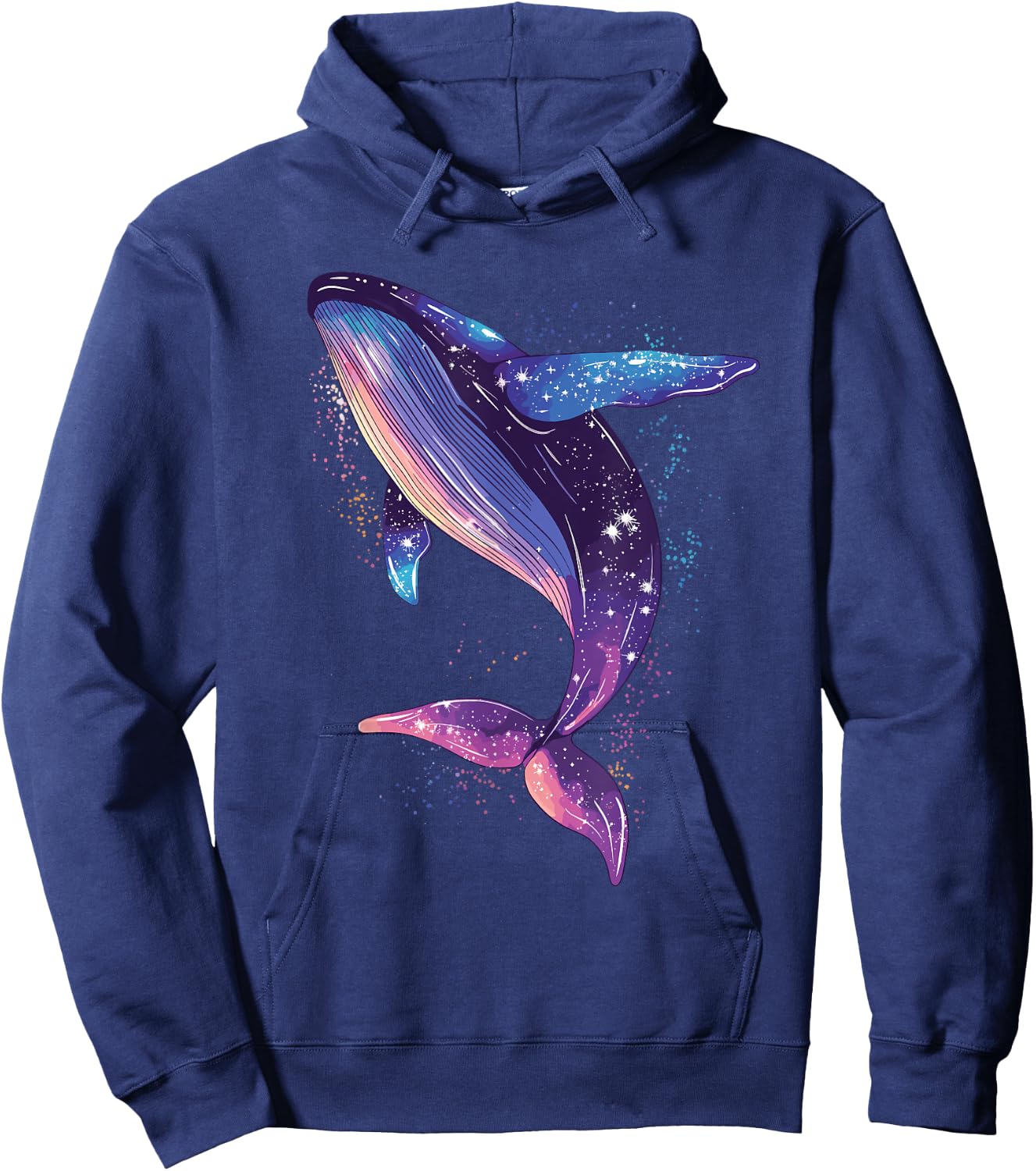 Colorful Whale in the Starry Sky , Black, S Hoodie - Hoodie | Navy