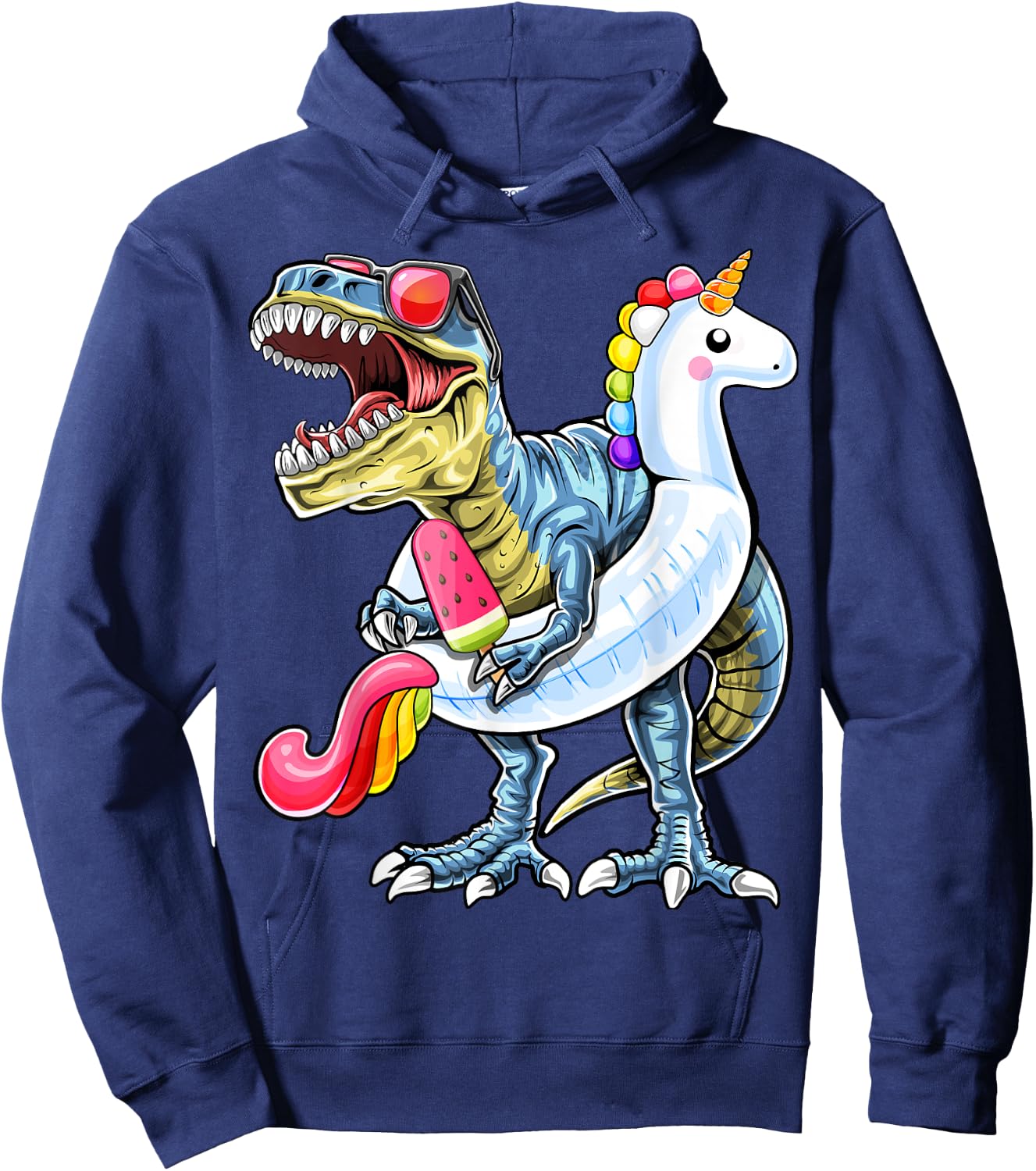 Pool Party T Rex Dinosaur Unicorn Float Summer Shirt Gift Hoodie - Hoodie | Navy