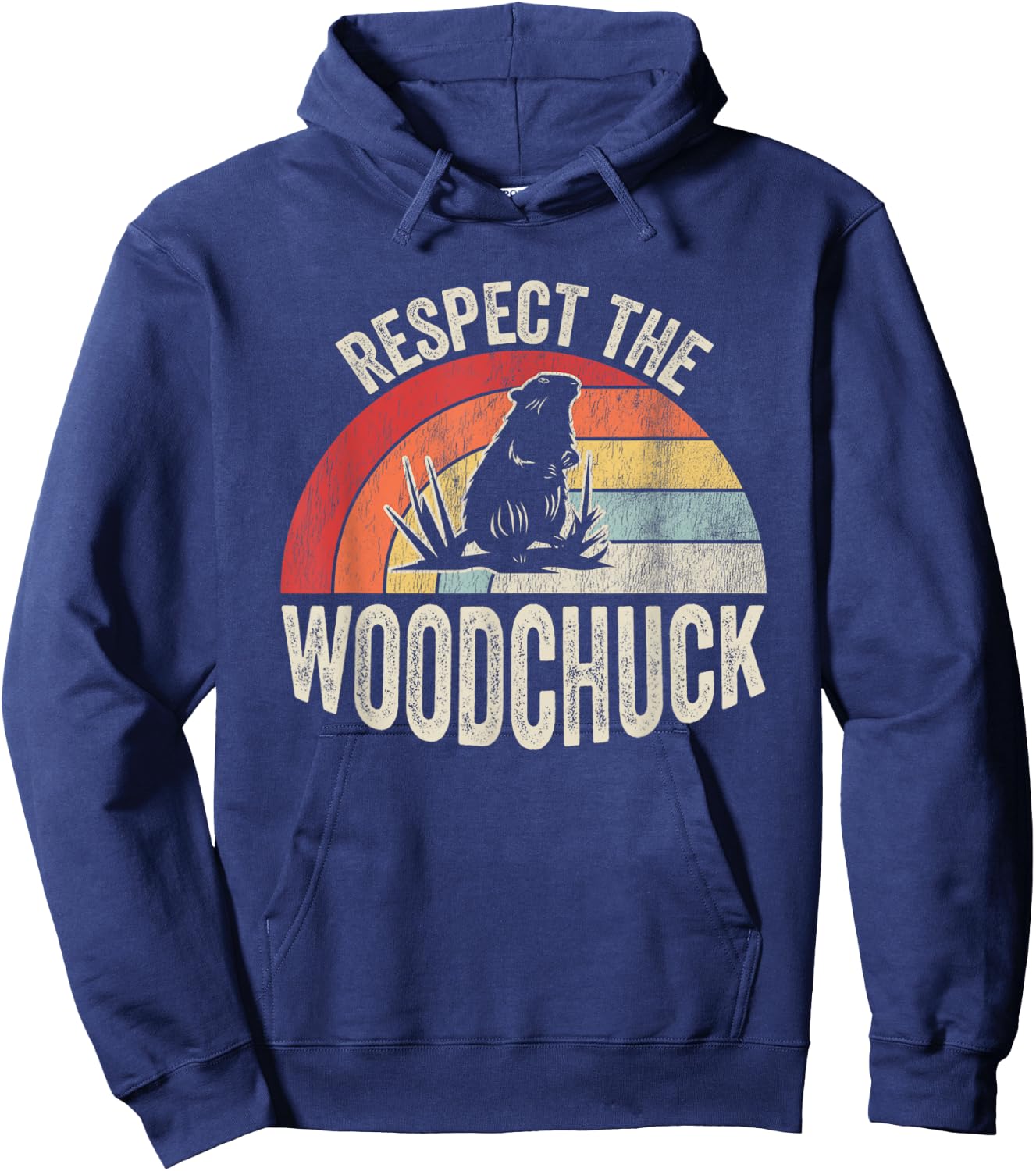 Respect The Woodchuck Retro Wildlife Humor Hoodie - Hoodie | Navy