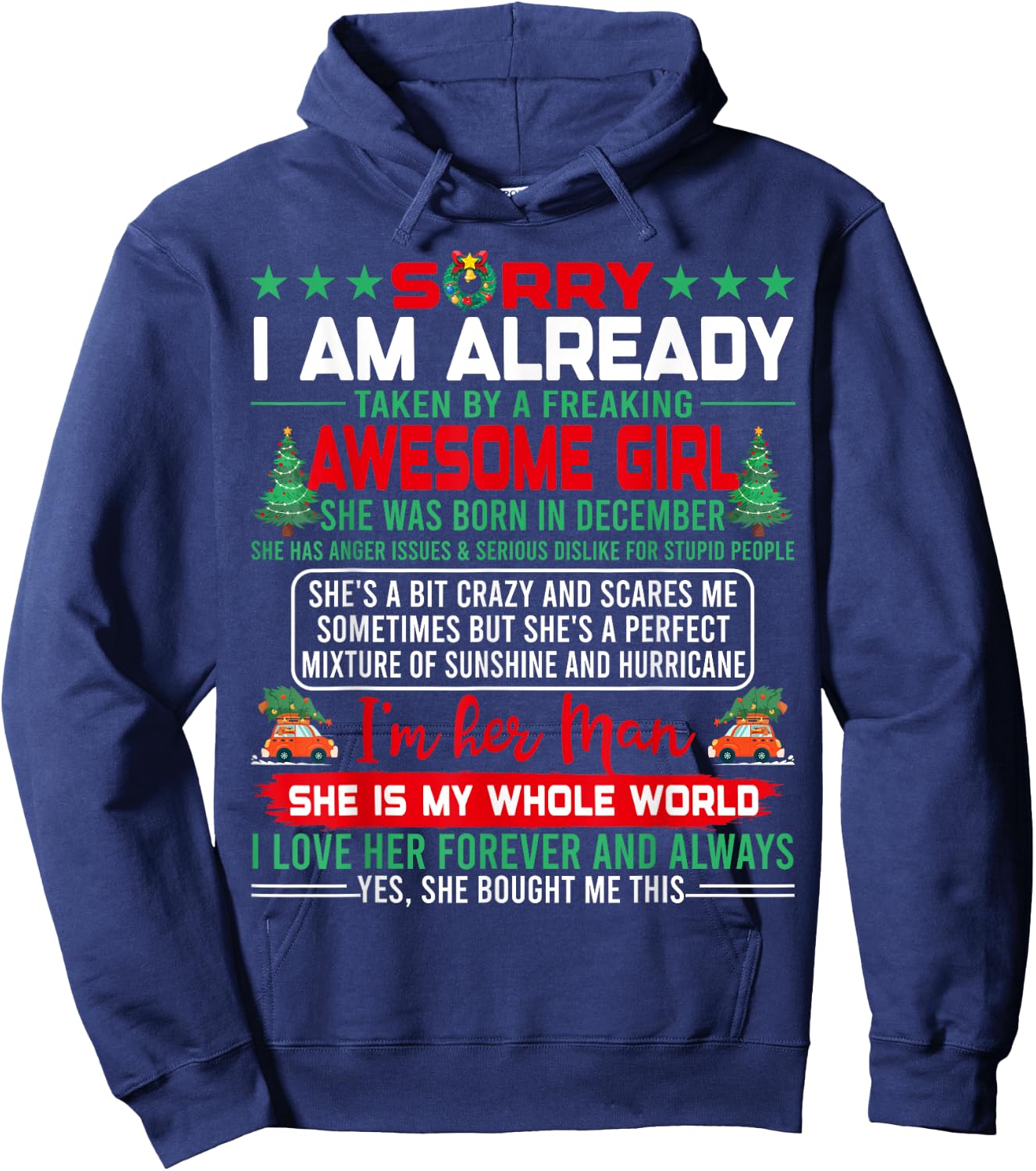 Sorry I'm Already Taken By Awesome December Queen Christmas Hoodie - Hoodie | Navy