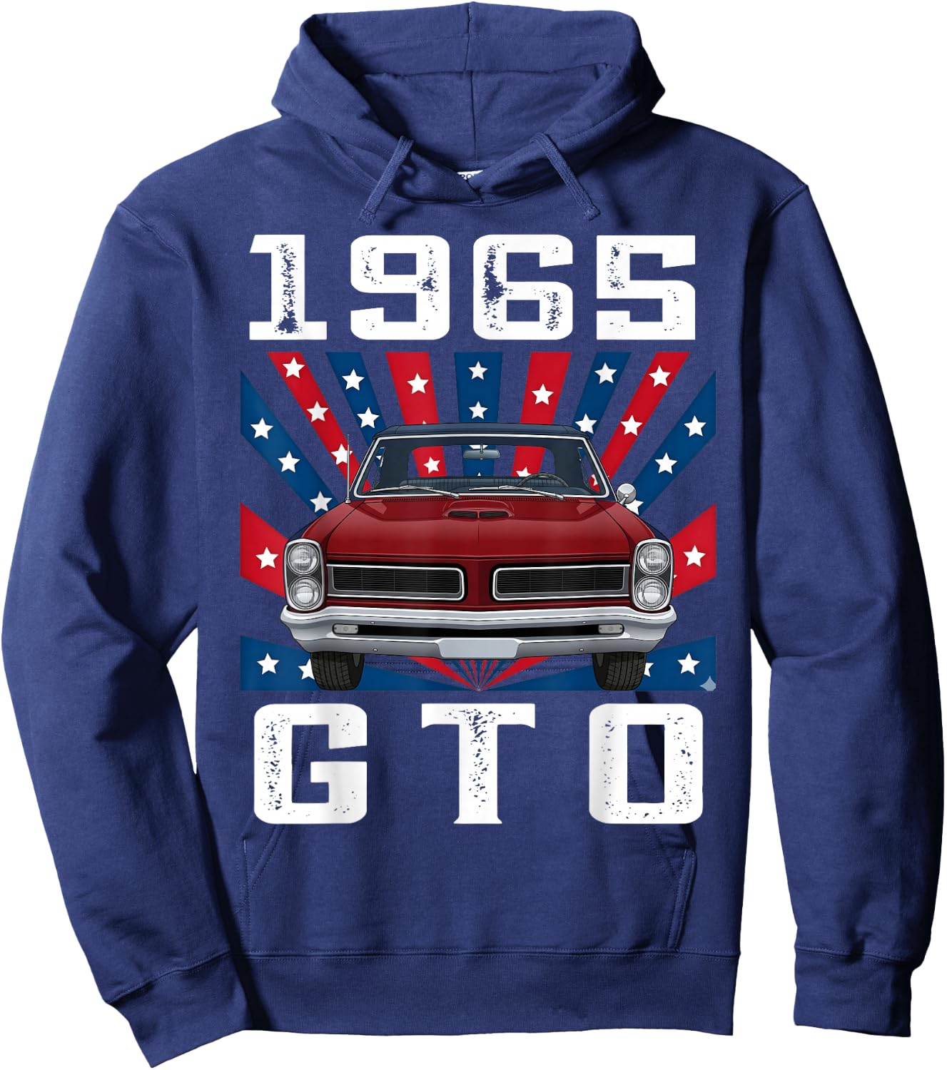 65 1965 GTO American Flag Silhouette Muscle Car Hoodie - Hoodie | Navy