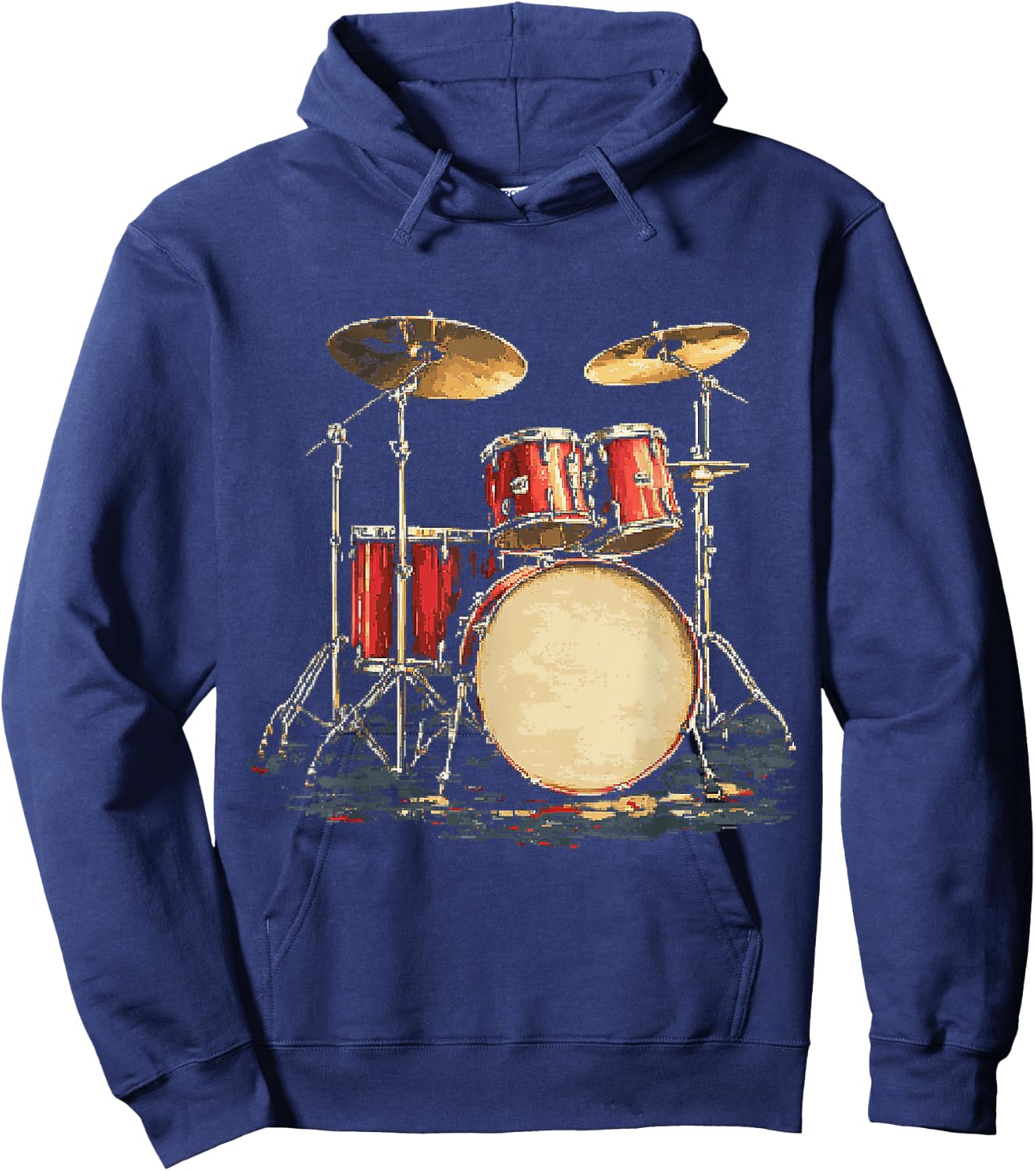 Musical Instrument Drum Set , Black, S Hoodie - Hoodie | Navy