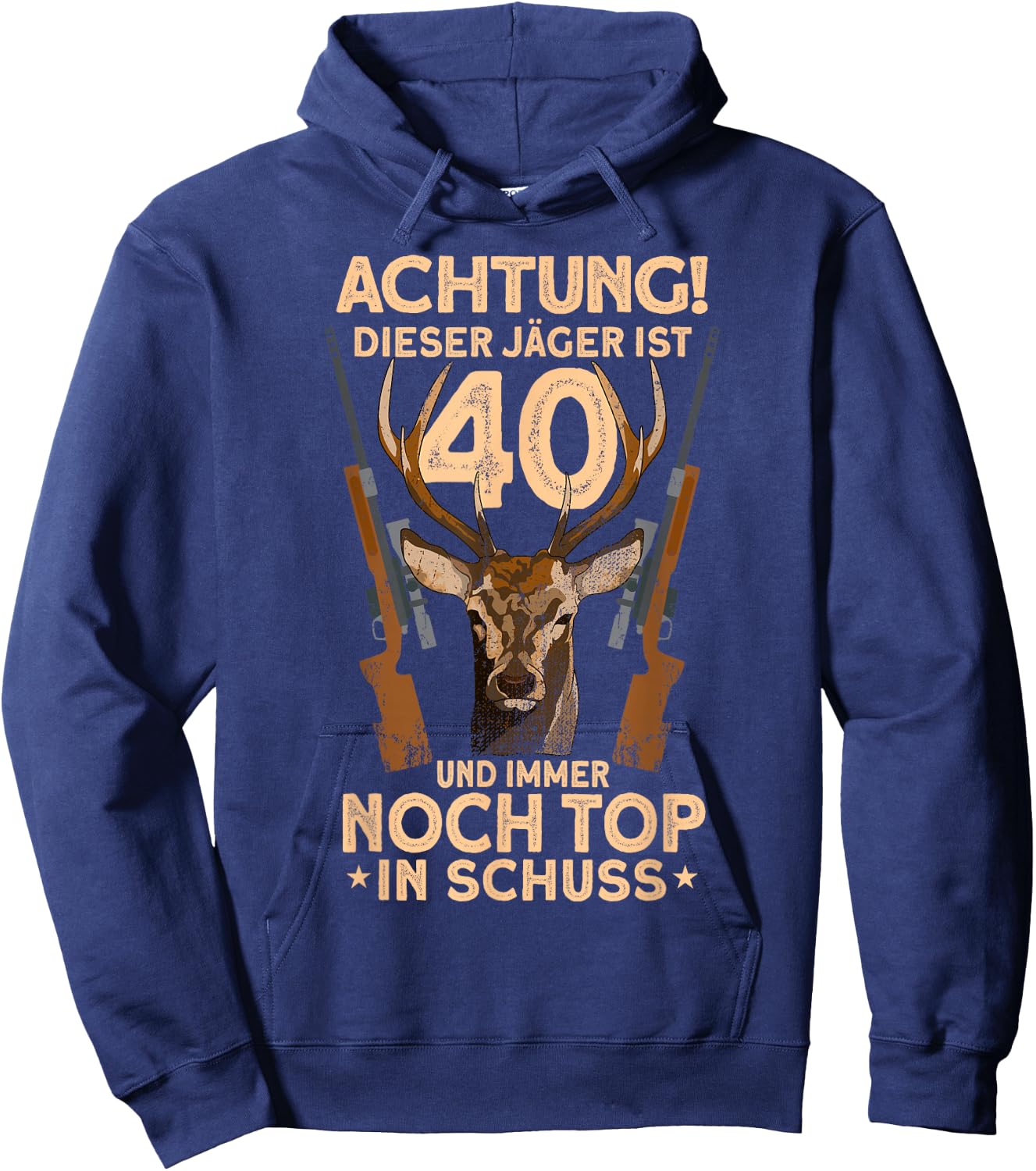 Men's 40 Years Deer Hunter 40th Birthday Hunting , black, s Hoodie - Hoodie | Navy