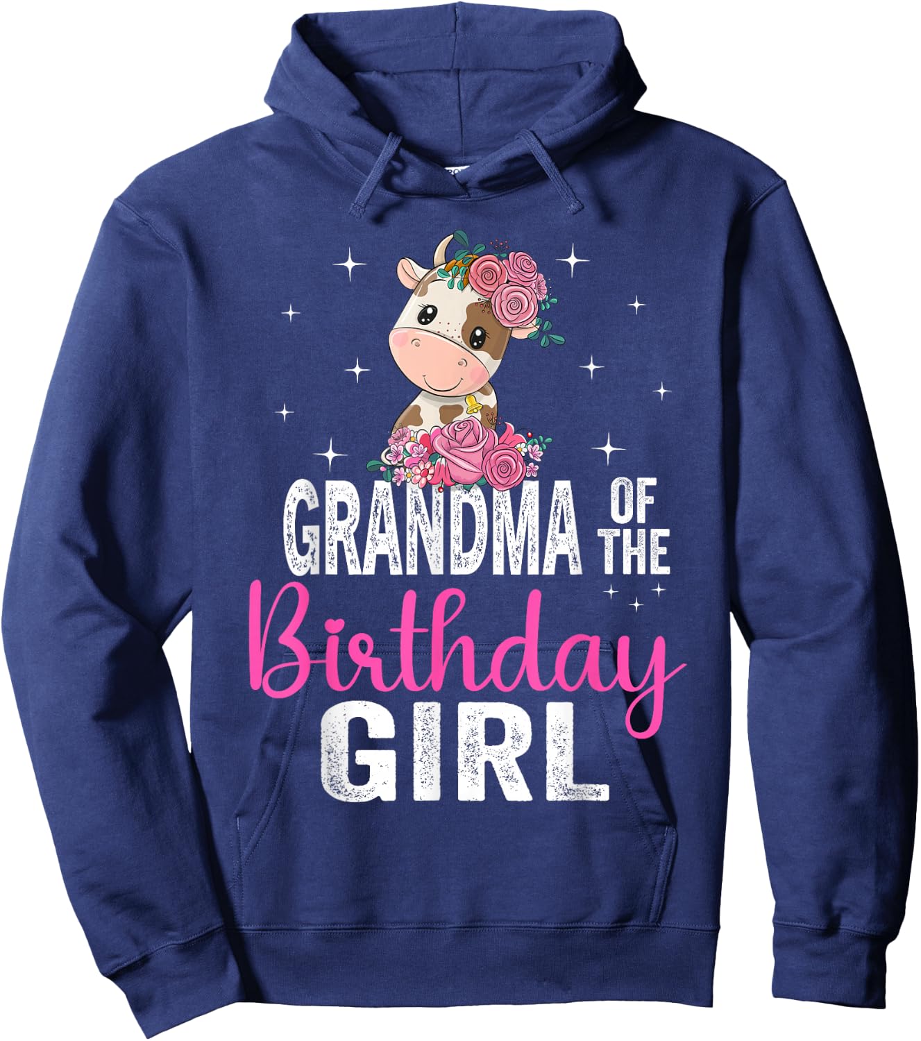 Grandma Of The Birthday Girl Cow 1St Grandma Birthday Girl Hoodie - Hoodie | Navy