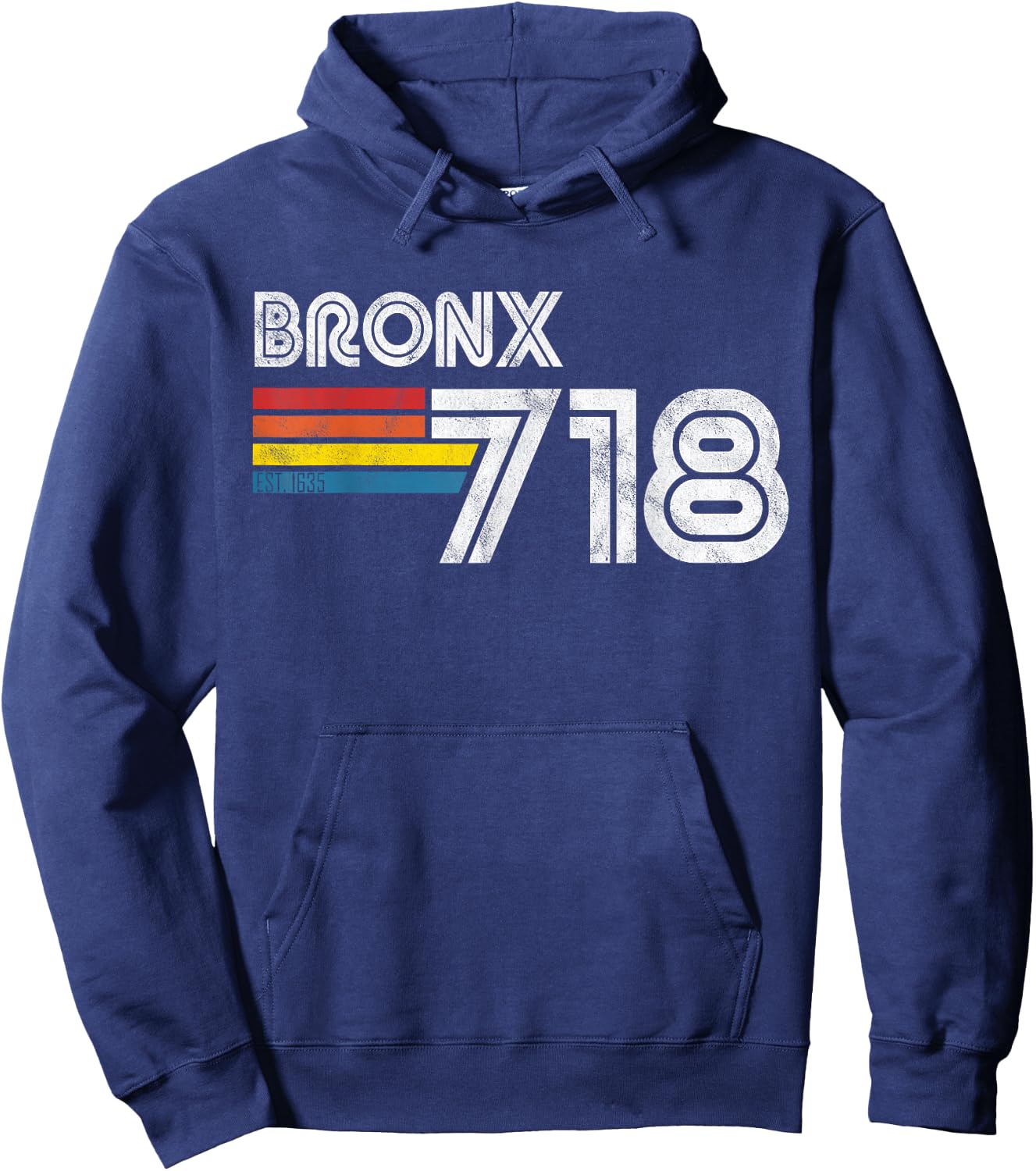 Vintage Bronx | Proud 718 New York City State Gift Hoodie - Hoodie | Navy