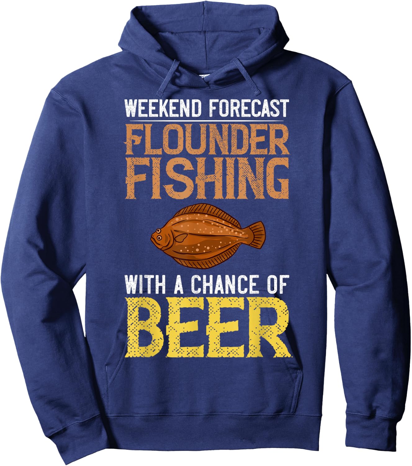 Flounder Fish Funny Animals Flatfish Fishing Hoodie - Hoodie | Navy