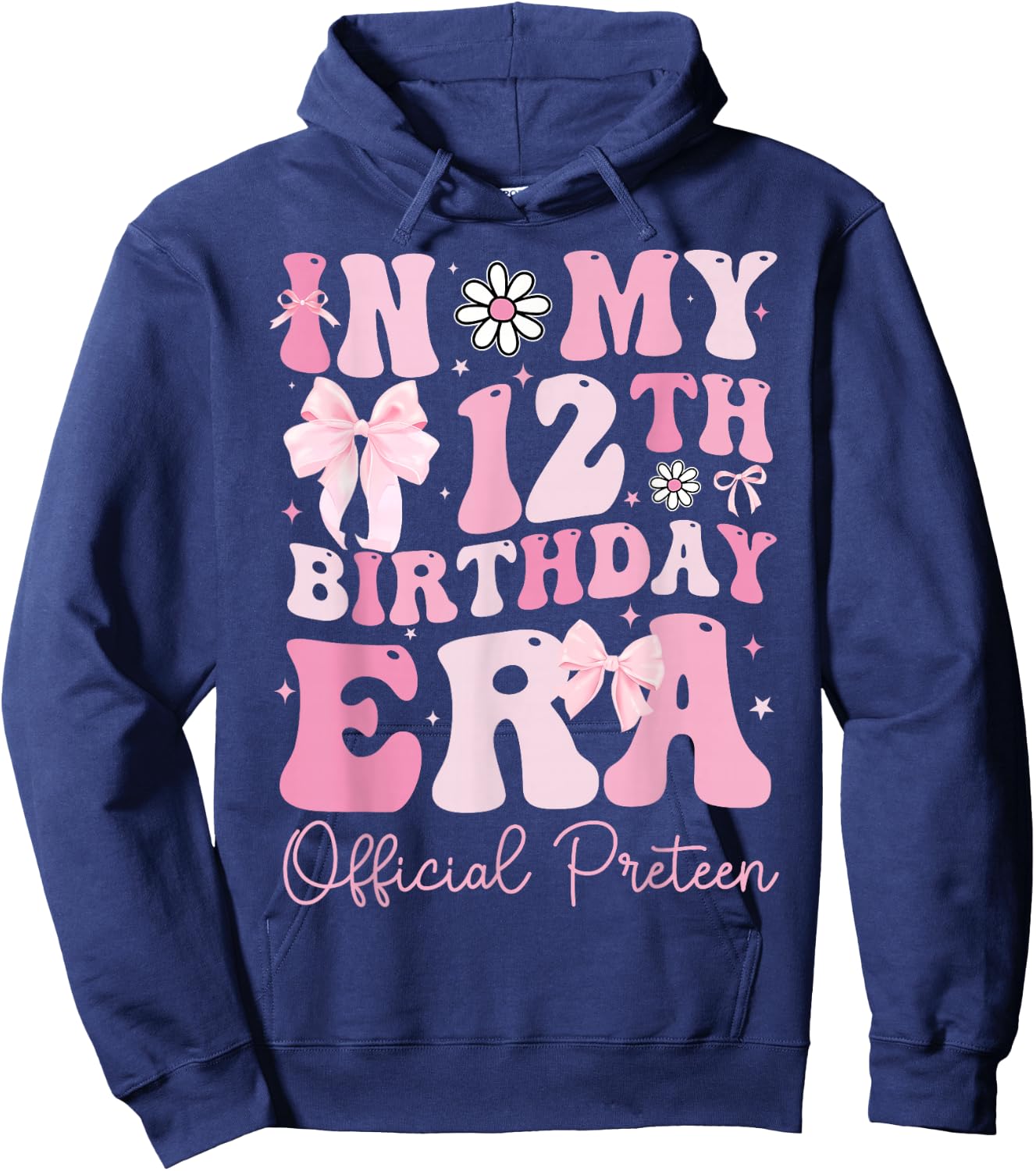 in My 12th Birthday Era Coquette Bow Official Preteen Girls Hoodie - Hoodie | Navy