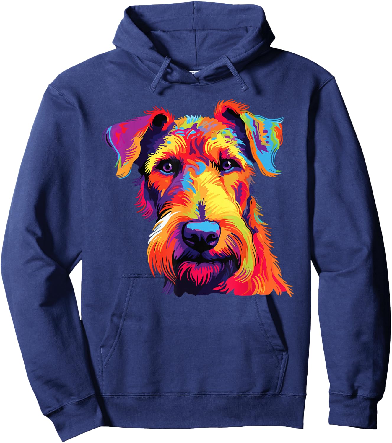 Watercolor Colorful Airedale Terrier Dog Hoodie - Hoodie | Navy