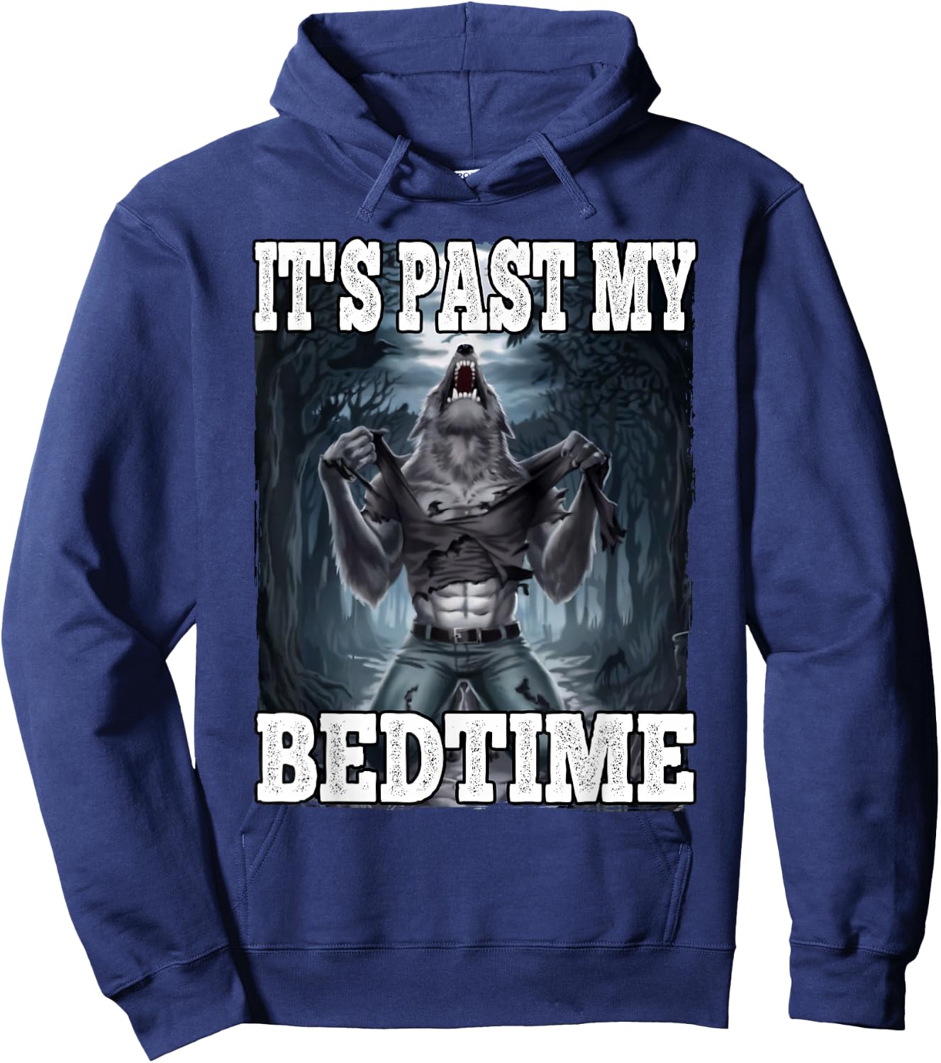 It's Past My Bedtime Funny Werewolf Meme Hoodie - Hoodie | Navy